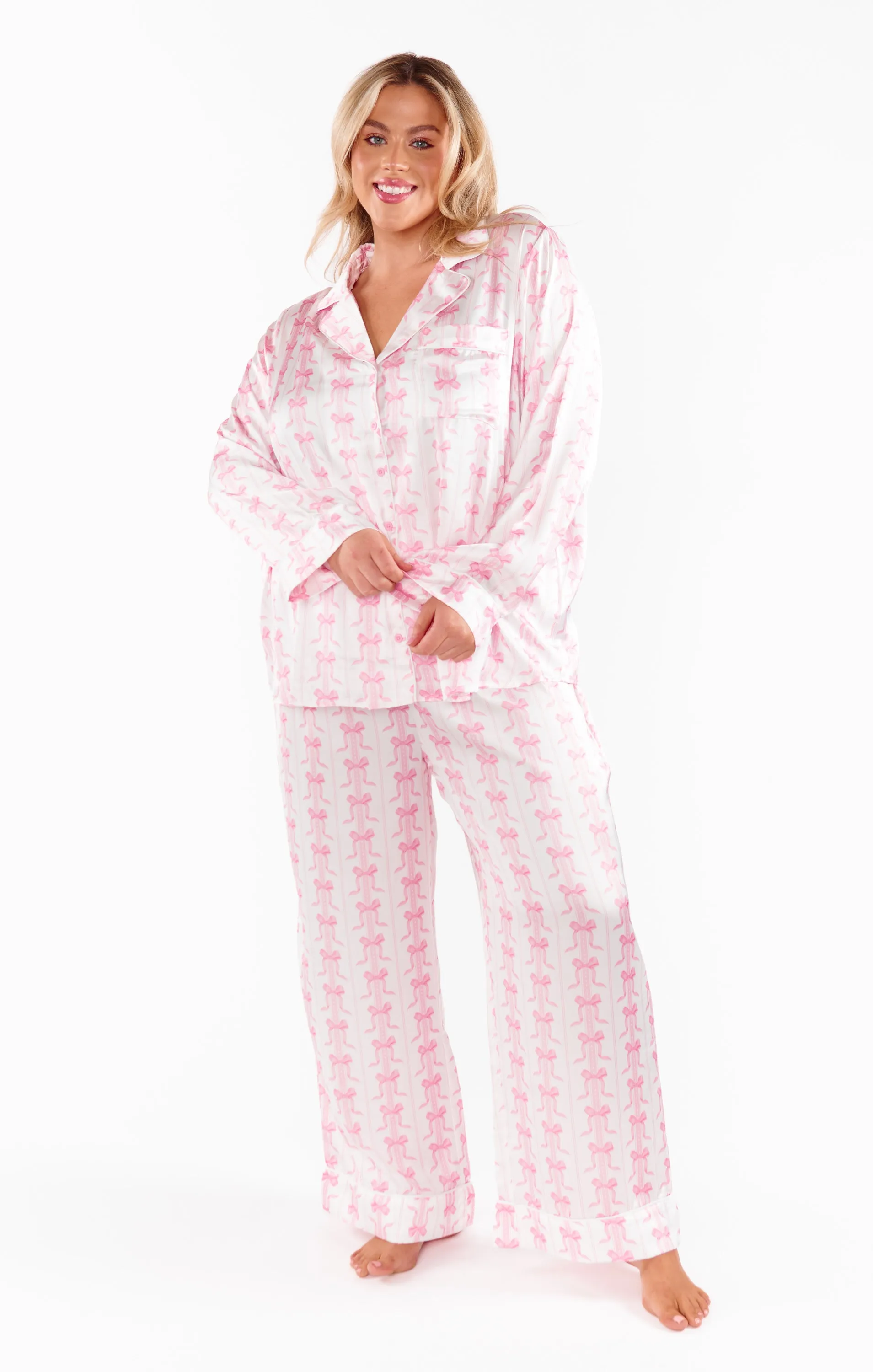 Classic PJ Set ~ Samantha Bow Silky