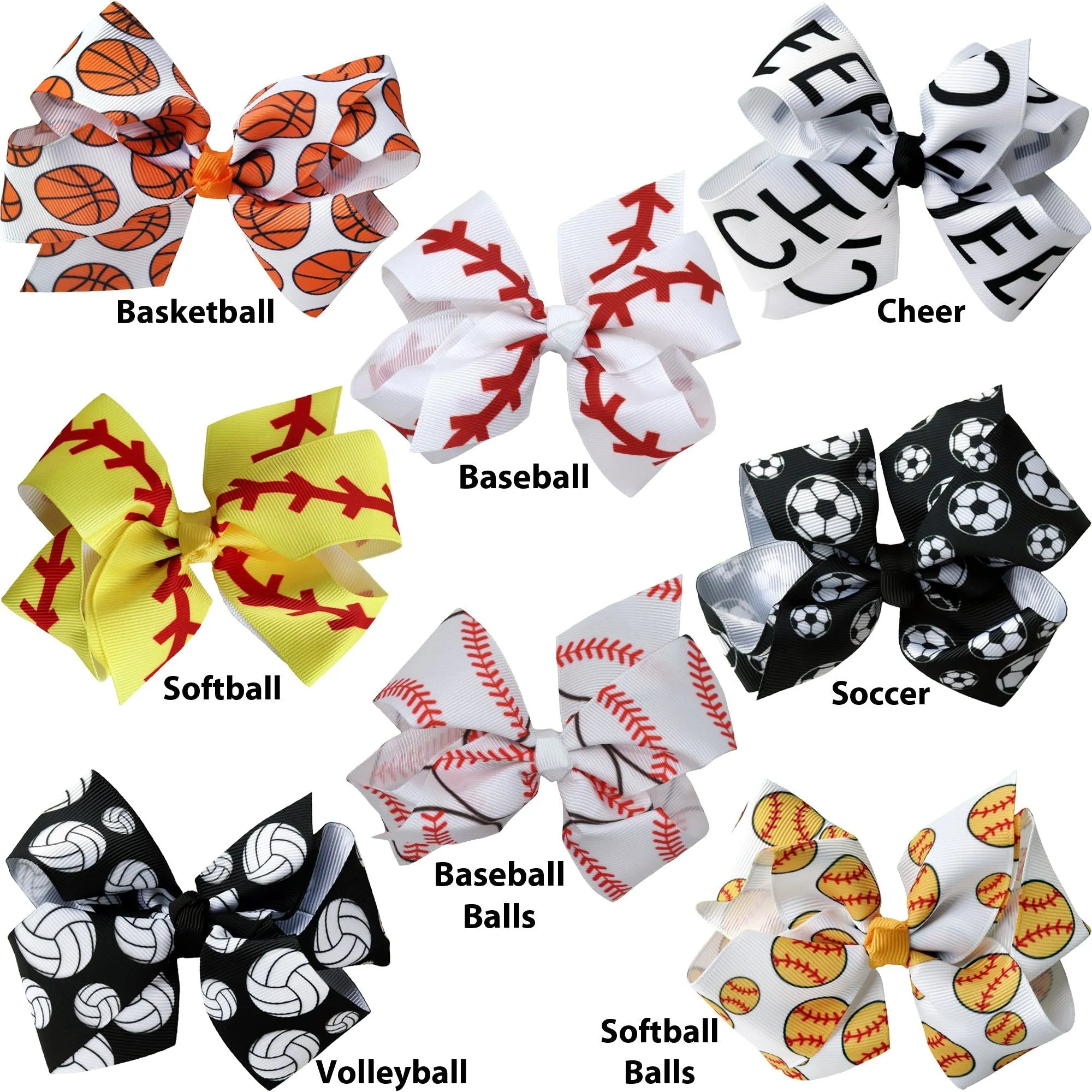 Classic Sports Bow With Clip Holder Hair Bows Ribbon Bow For Girls