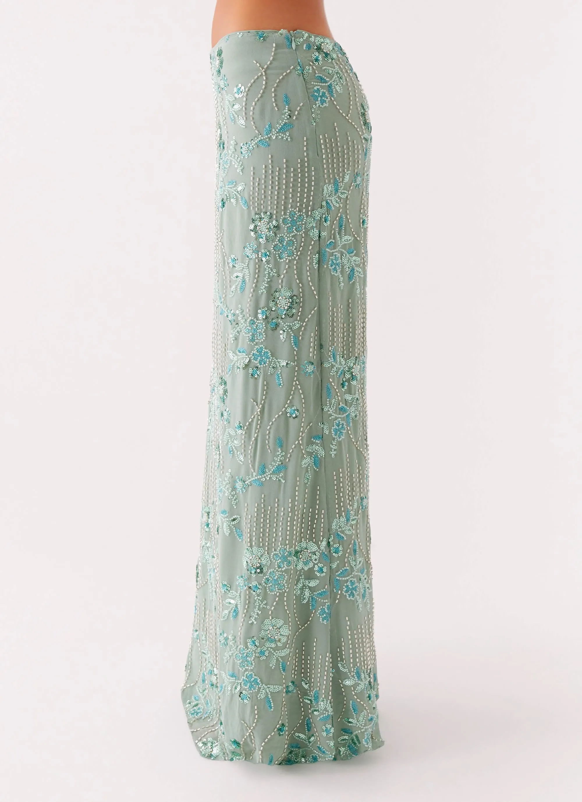 Everyday Comfort Corinna Low Rise Sequin Maxi Skirt - Mint