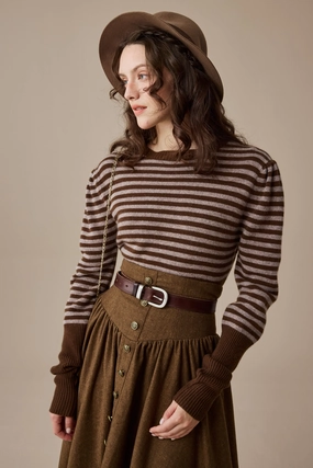 Peach Tone Oxford 13|100% wool classic striped pullover jumper