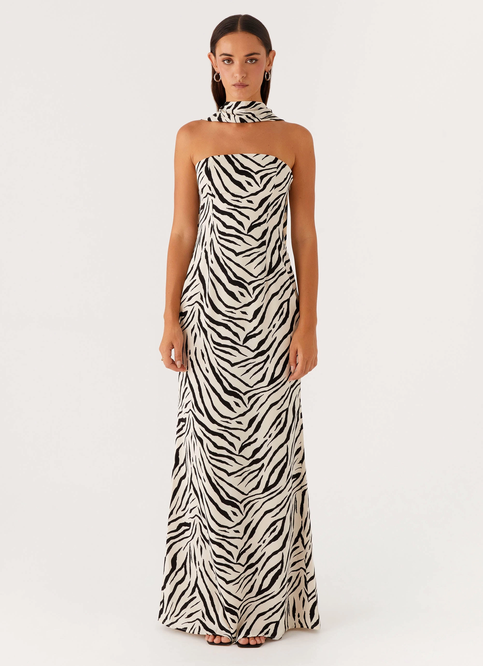 Jigsaw Strapless Maxi Dress - Zebra Mesh-Sleeve
