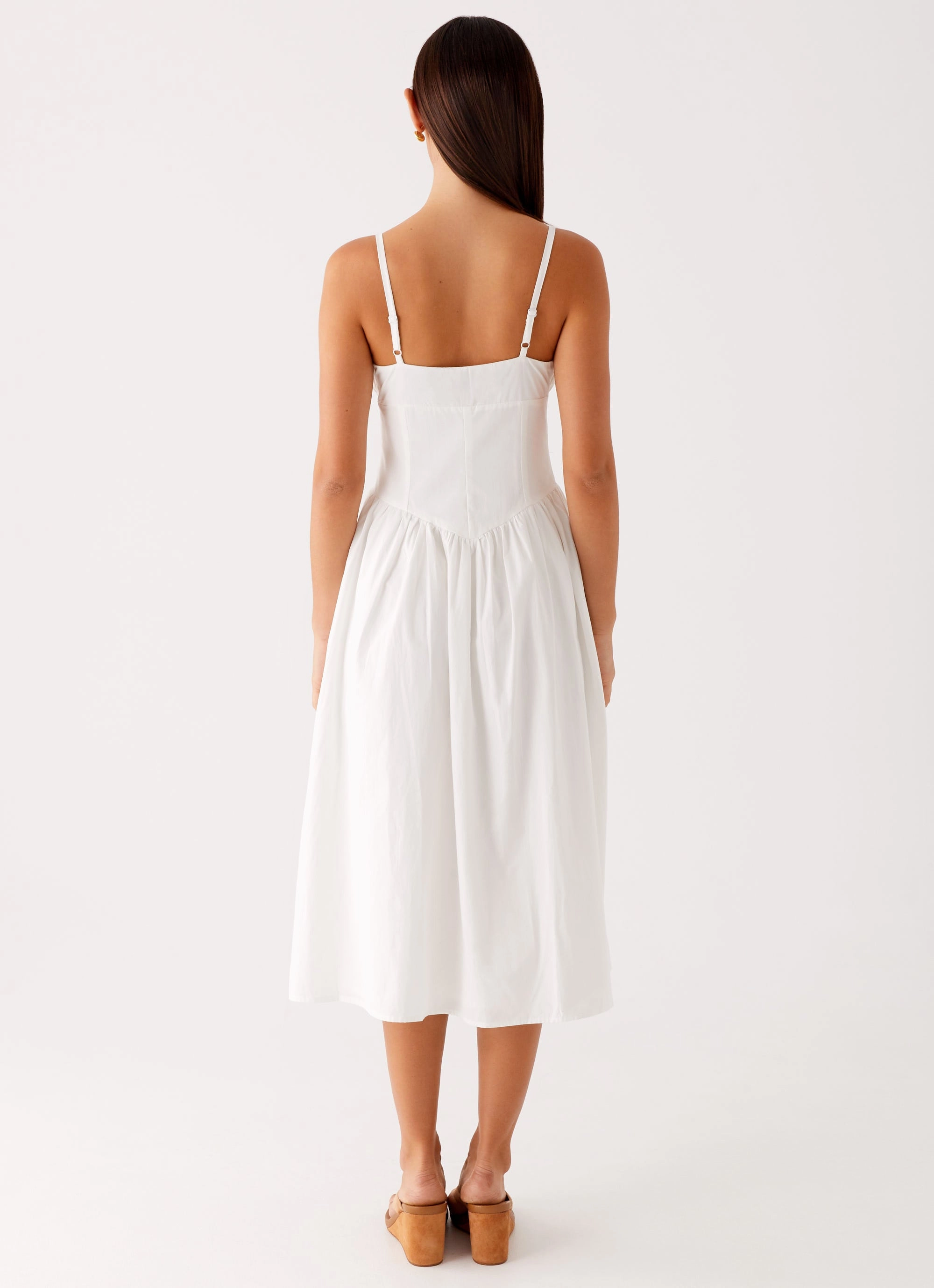 Phillipa Midi Dress - White Sophisticated Comfort