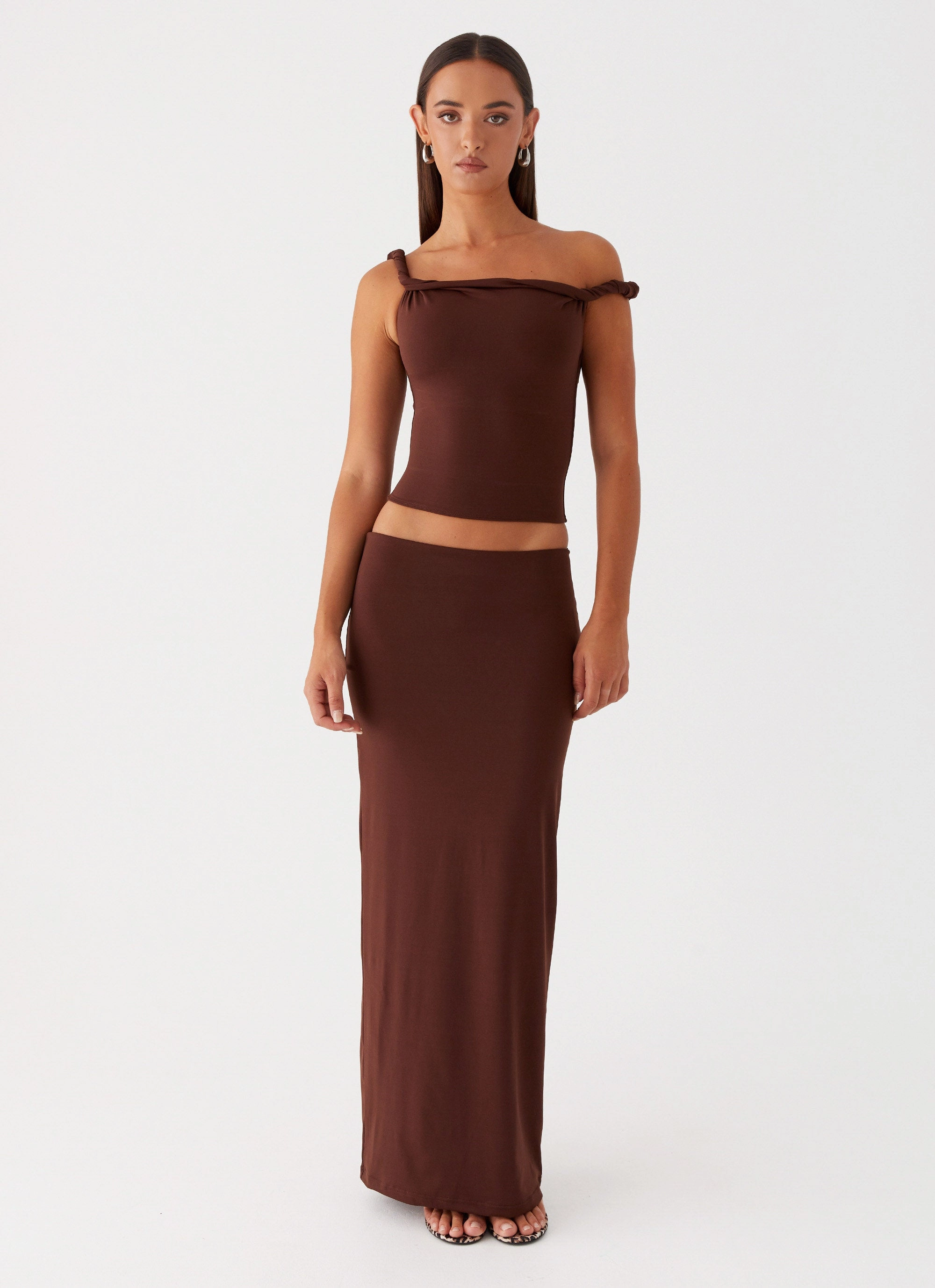 Solace Soul Twist Shoulder Top - Chocolate birthday party