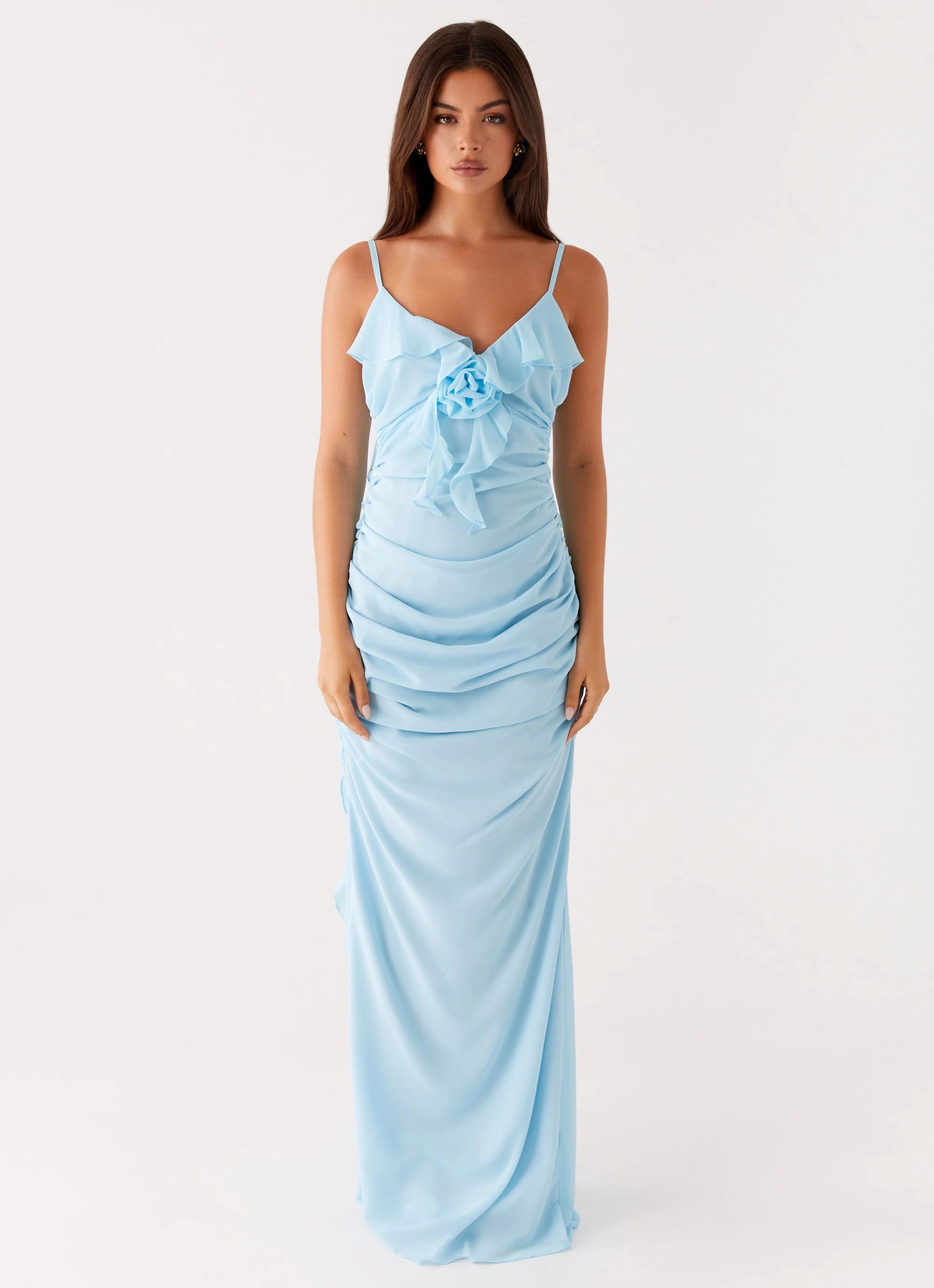 Soft-touch Sleek long-sleeve dress Jasmina Maxi Dress - Blue