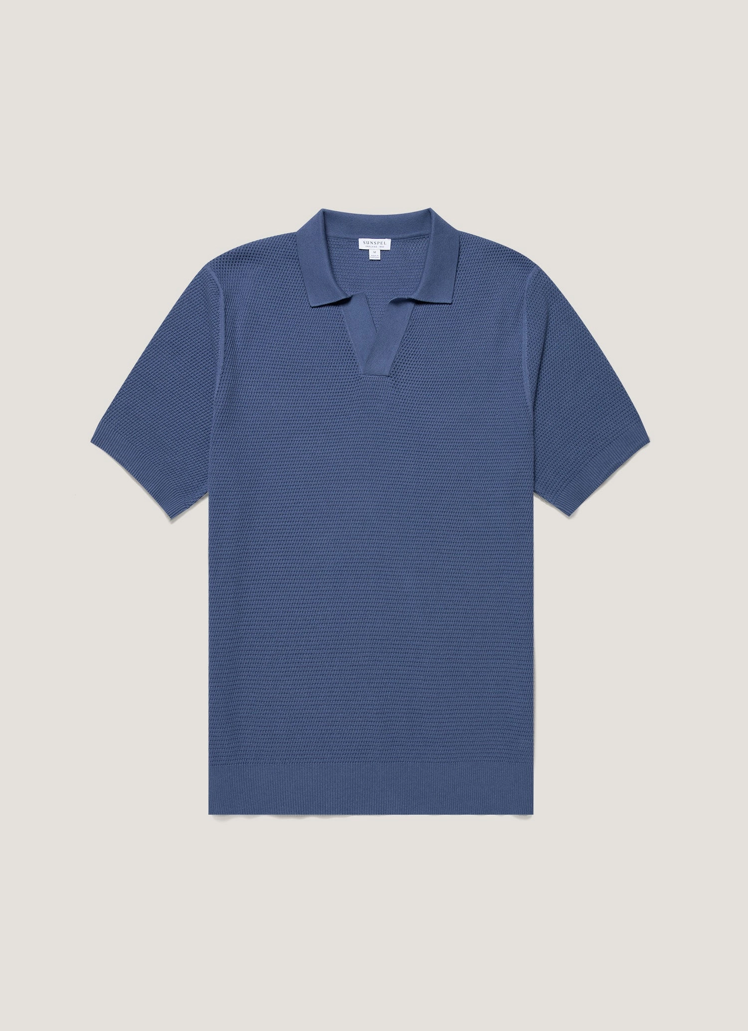 Men's Compact Mesh Knit Polo Shirt in Soft Denim Athletic Wear