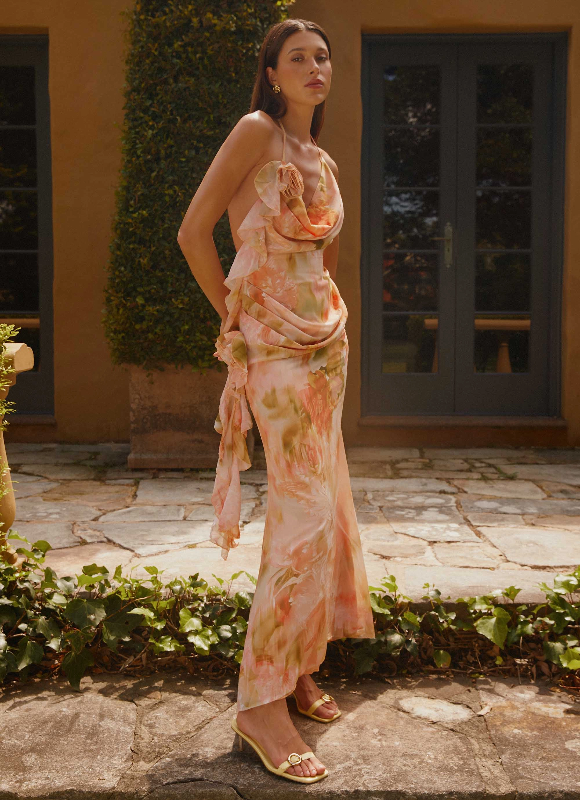 Diedre Rose Strappy Maxi Dress - Sunset Floral Relaxed Style Wear