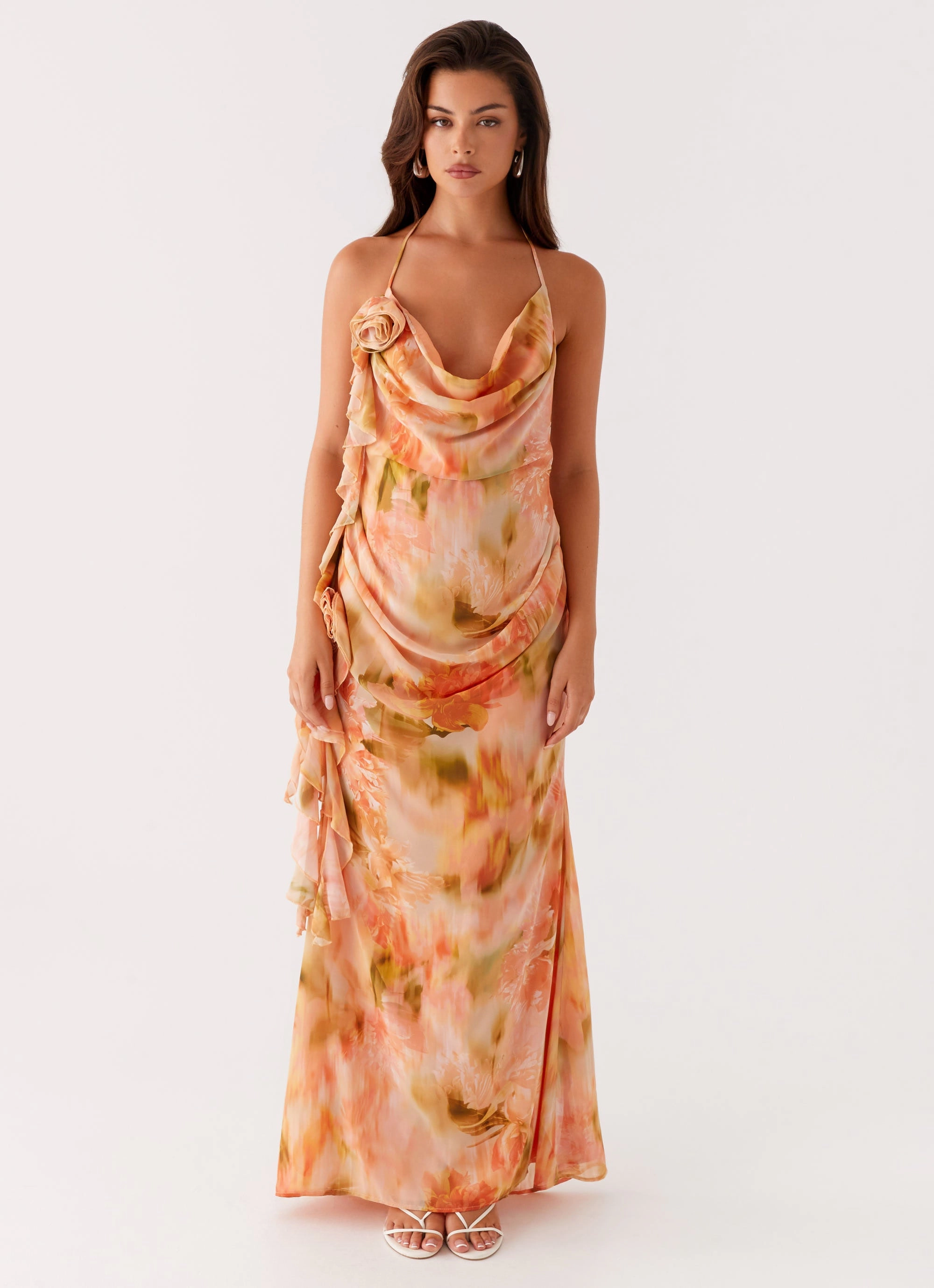 Diedre Rose Strappy Maxi Dress - Sunset Floral Bold Touch