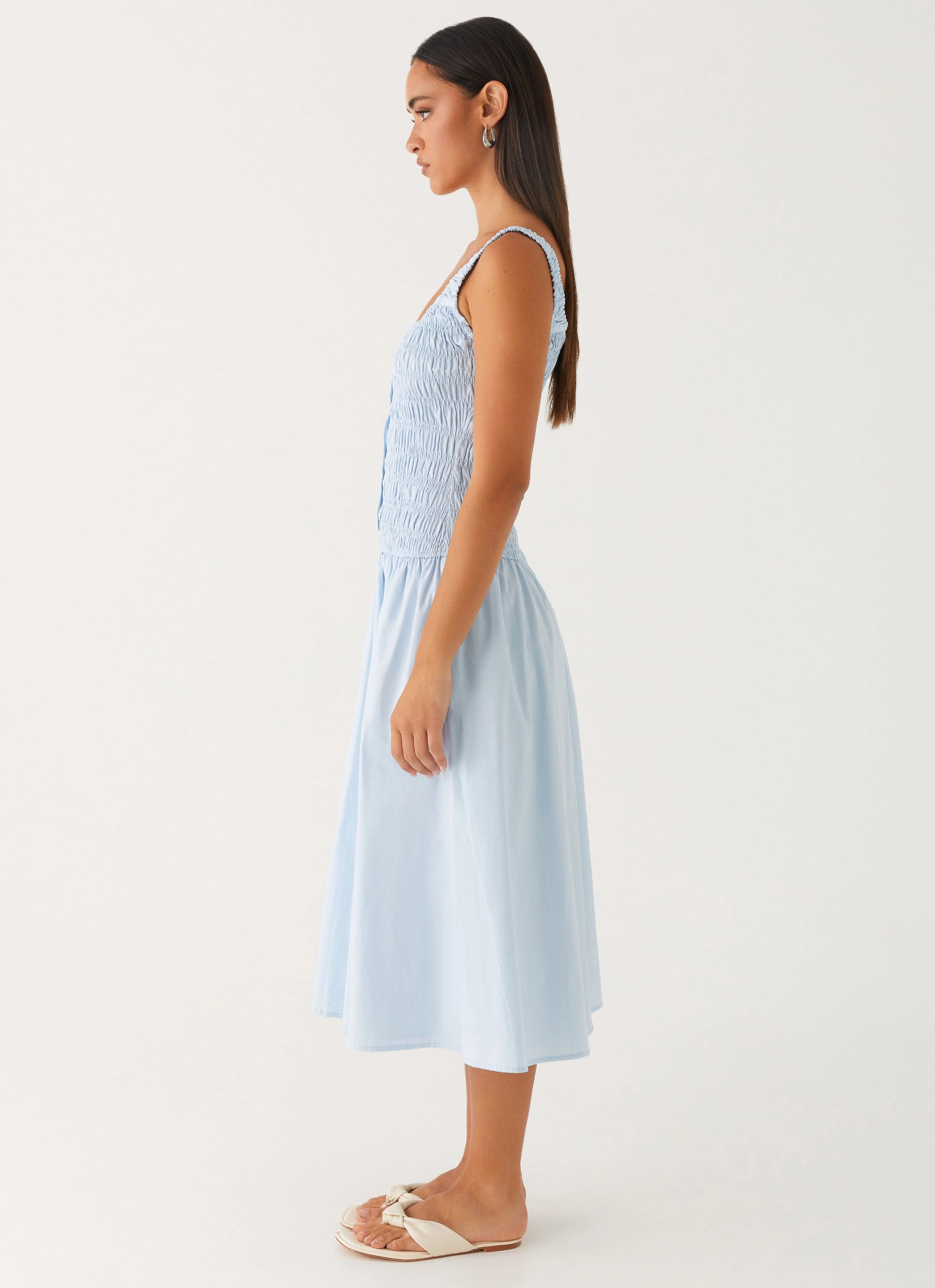 Wildflower Midi Dress - Blue Photo Glow Pure Stitch