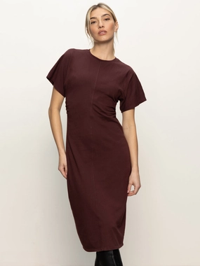 Classic Waistband Cinched Waist T-Shirt Dress Chicory Elegant Mood Fashionable appearance Cinched Waist T-Shirt Dress Chicory