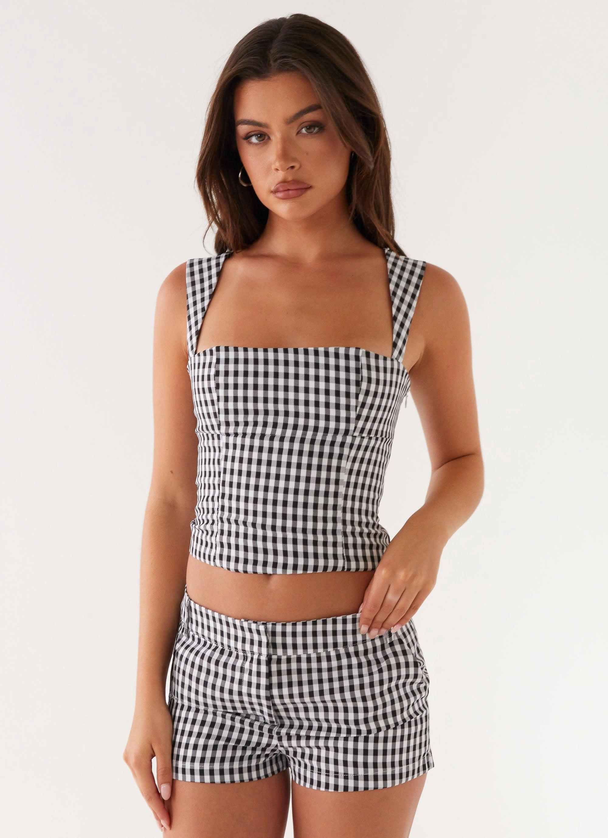 Reinforced Shoulders Clayton Top - Black Gingham
