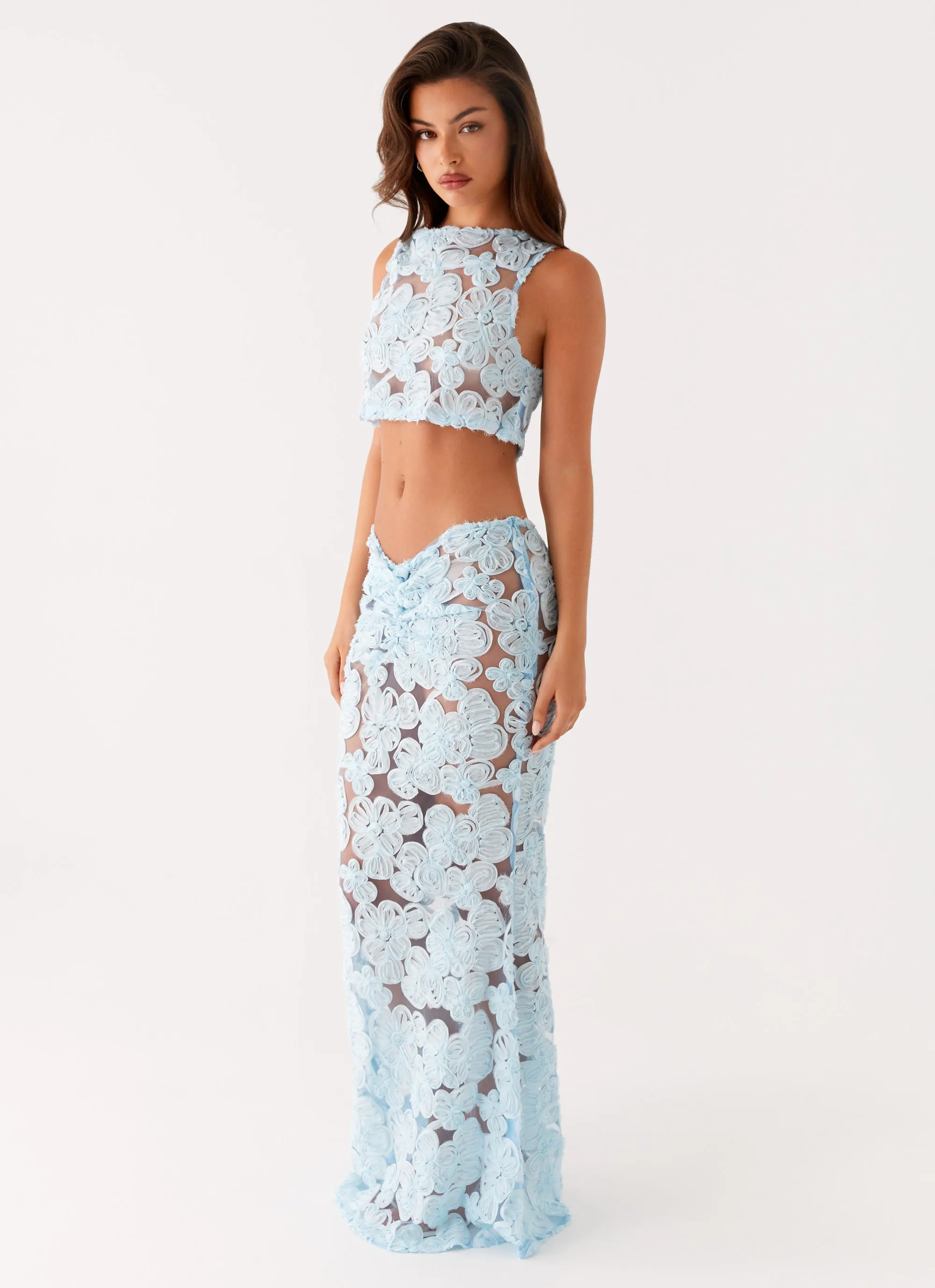 Fiorella Floret Maxi Skirt - Blue Eco Friendly Dye Process Fit Freedom