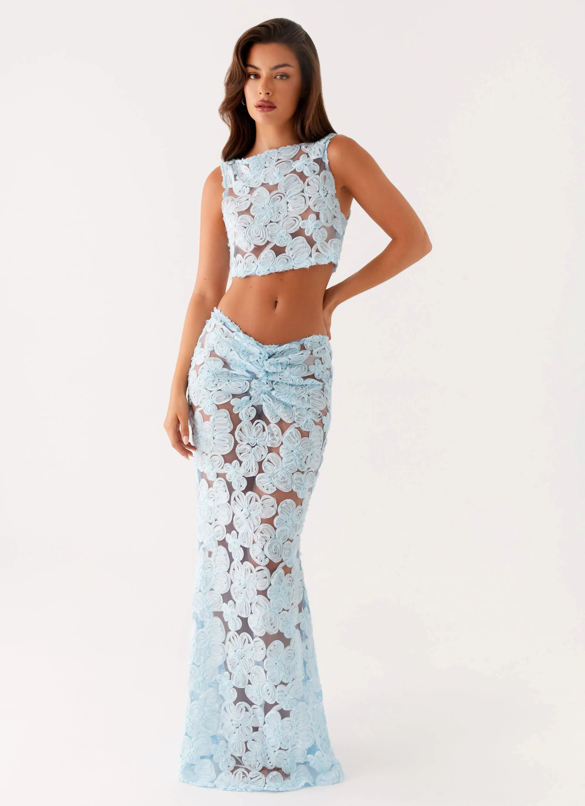 Fiorella Floret Maxi Skirt - Blue Cozy Style