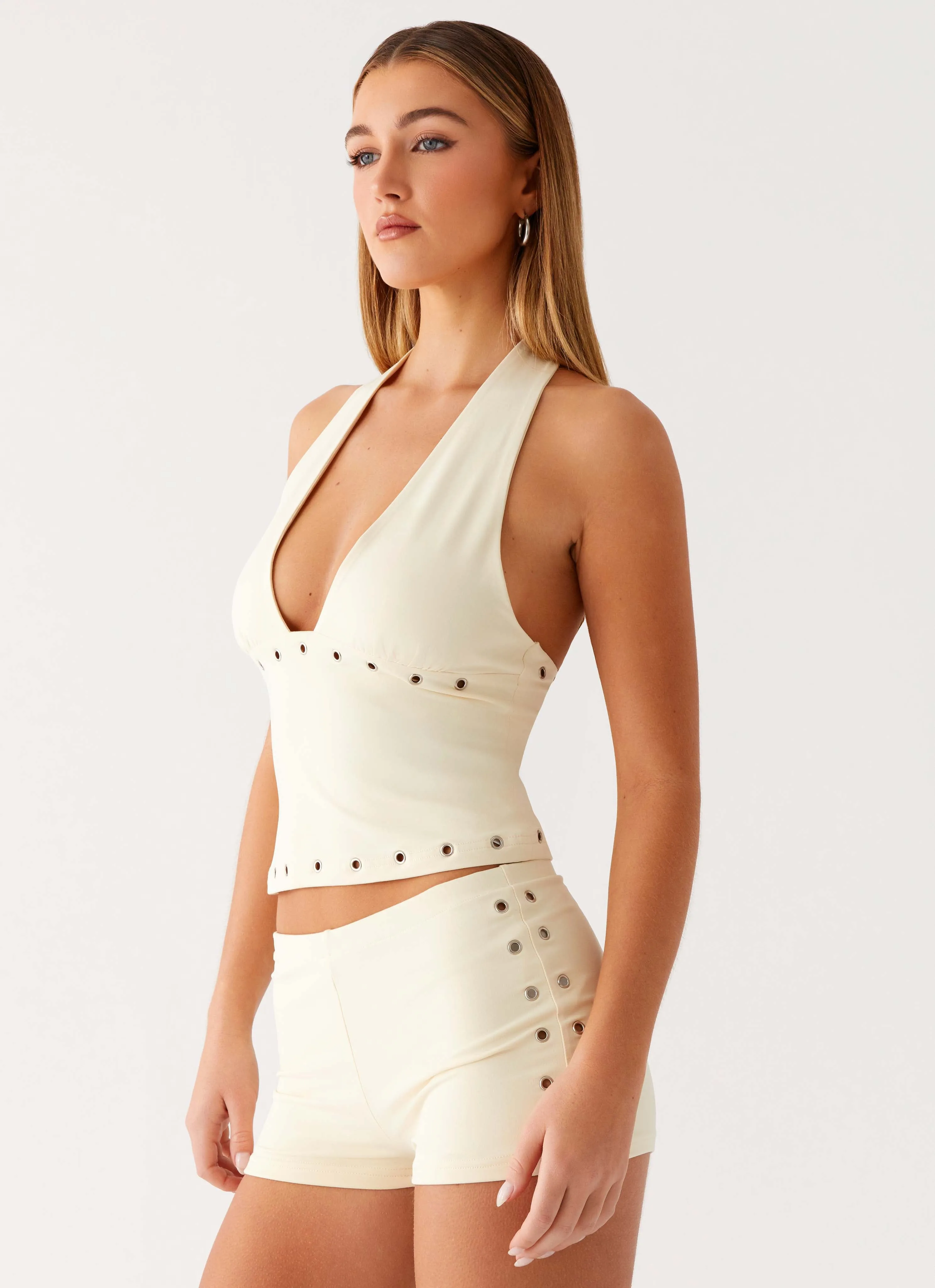 Zip Pocket Comfy Motion Roxy Mini Shorts - Muted Yellow