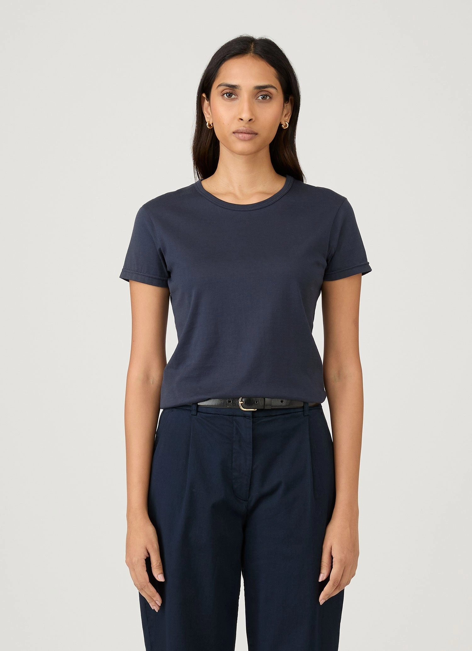 Formal Occasion Stylish Layer Look Women's Classic T-shirt in Navy