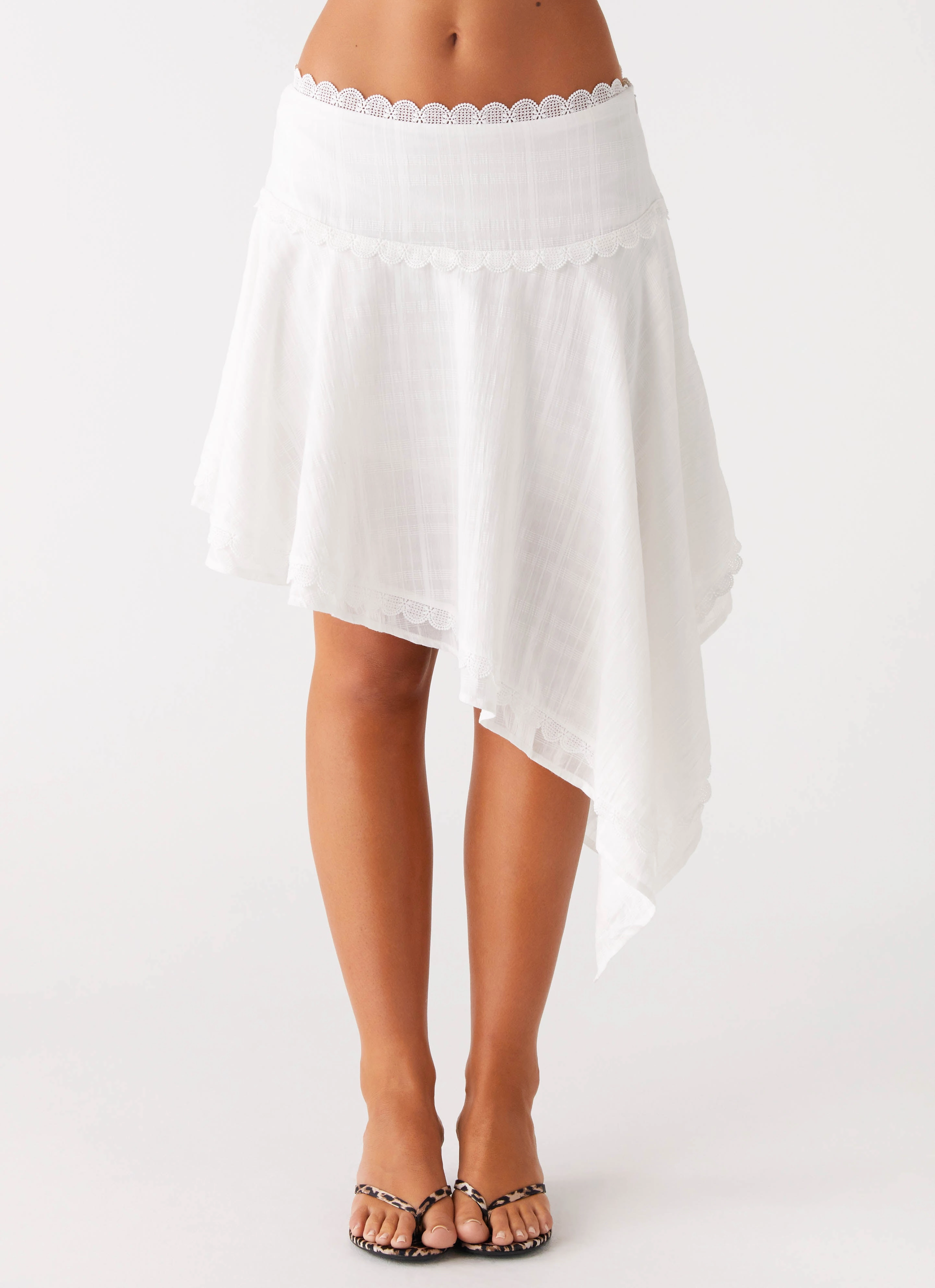 Adjustable drawstring Clearwater Mist Midi Skirt - White