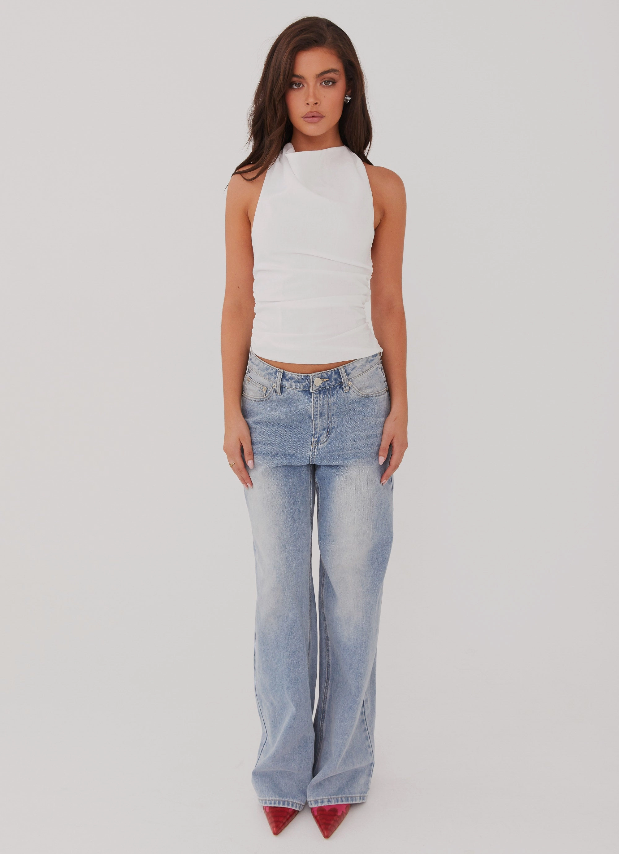 Cloud Whisper Linen Top - White EasyCare Fabric