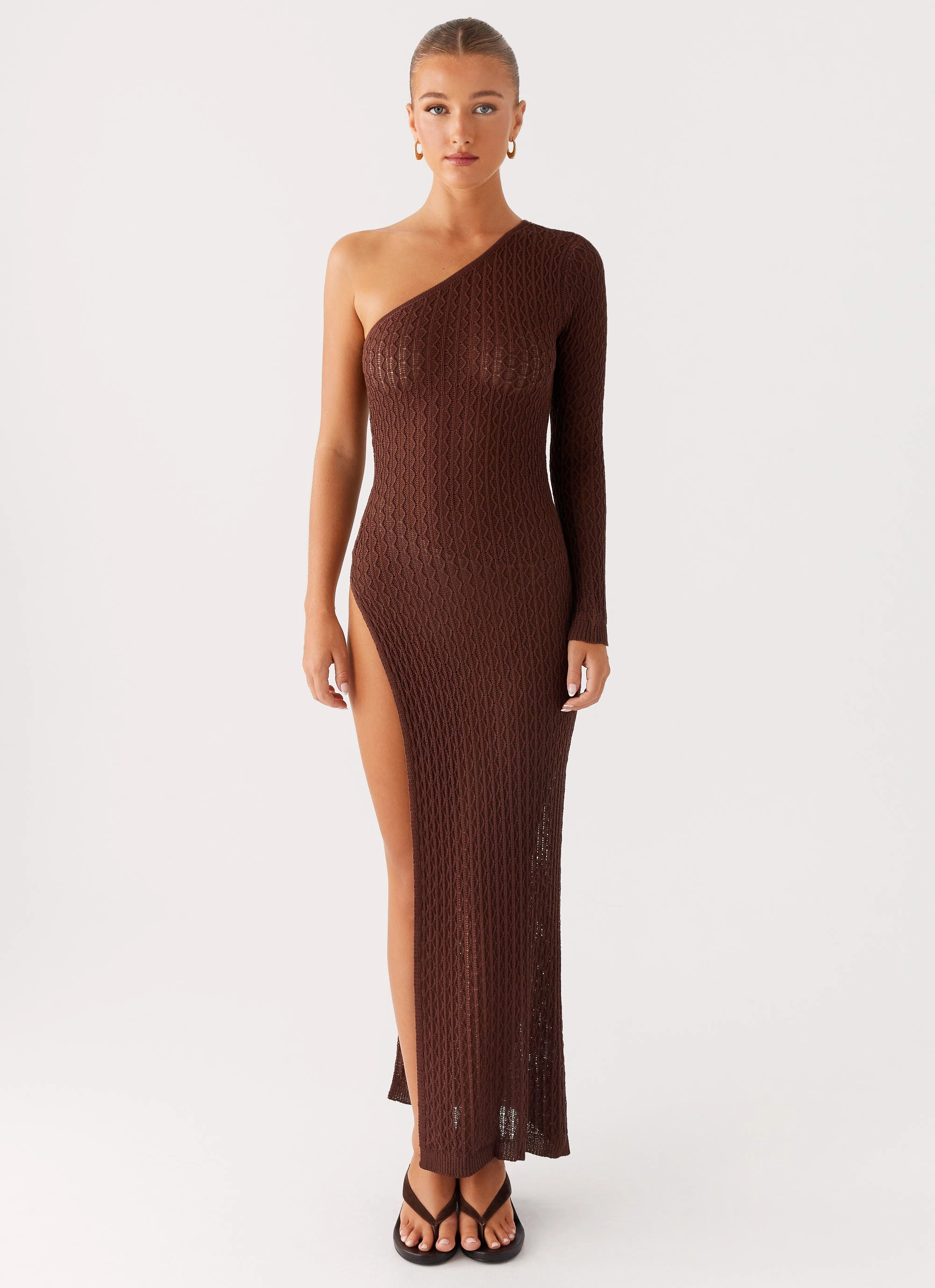 AntiFrayEdging Practical-Style Kerri Knit Maxi Dress - Dark Chocolate