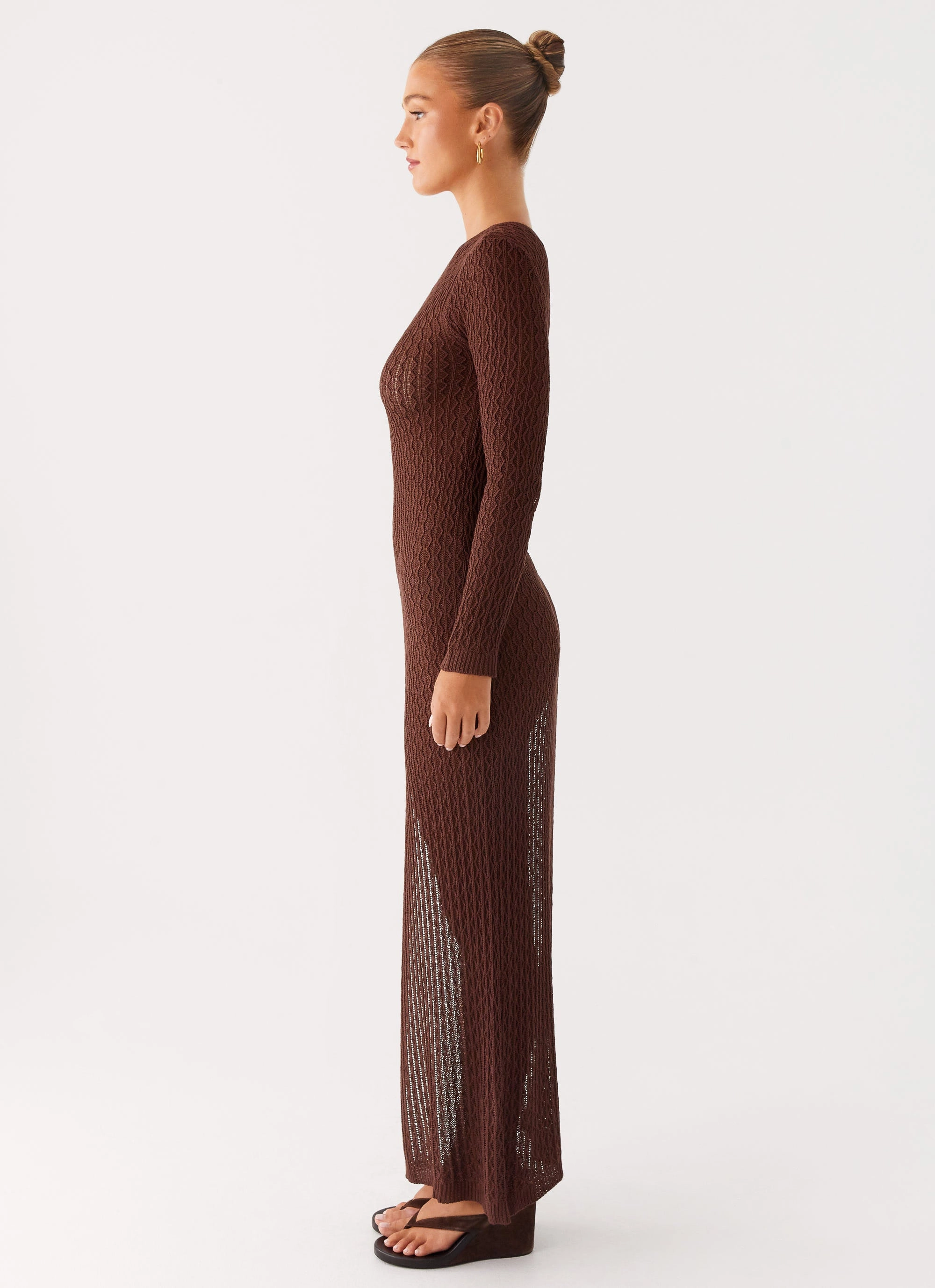 Sleek And Stylish Dark Tones Kerri Knit Maxi Dress - Dark Chocolate