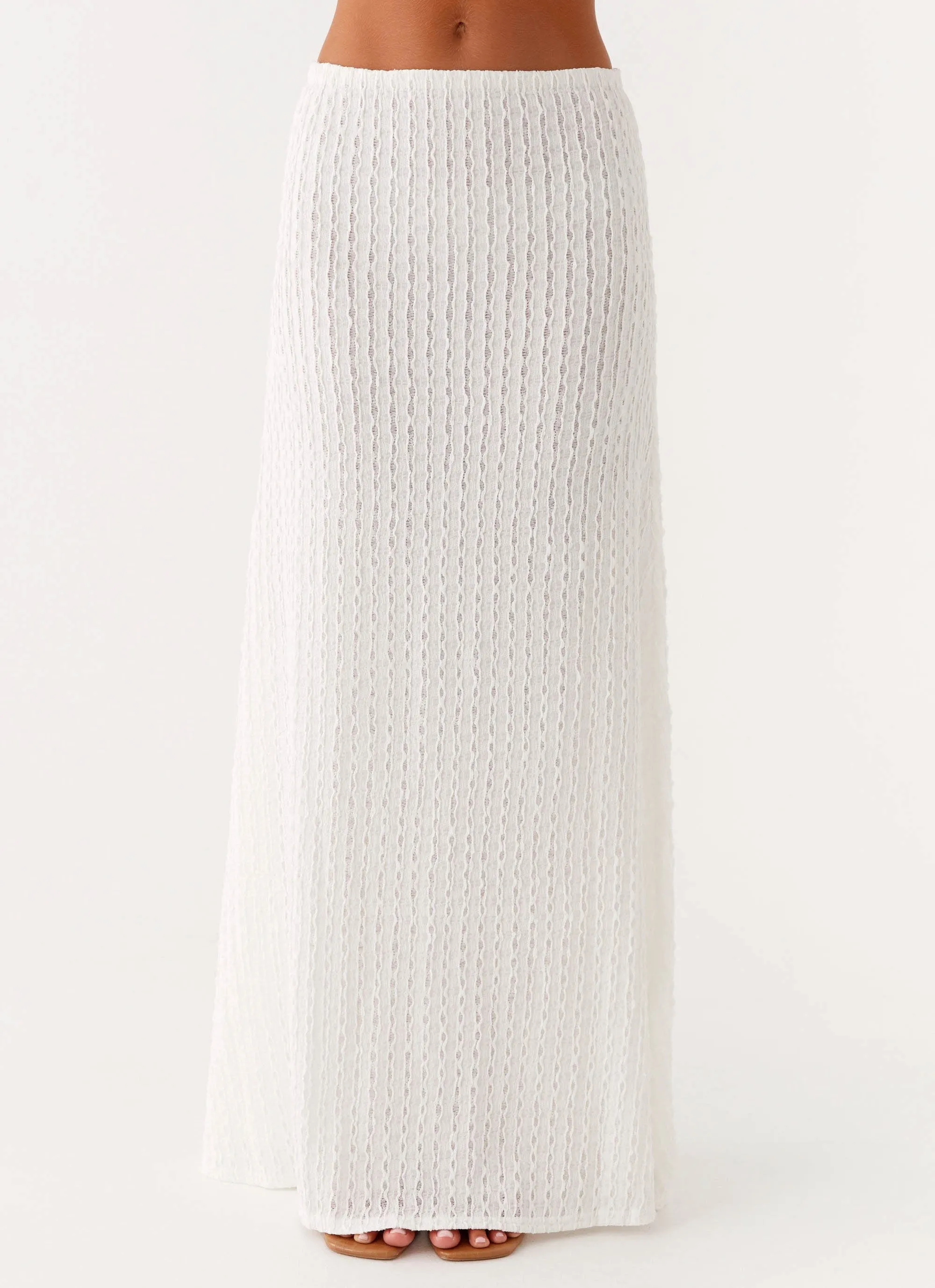 Clovelly Maxi Skirt - White Active Stretch