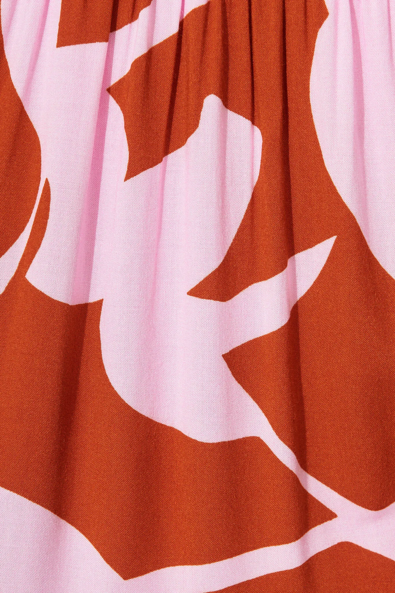 Clover Midi Smock Dress In Rust And Pink Geometric Print