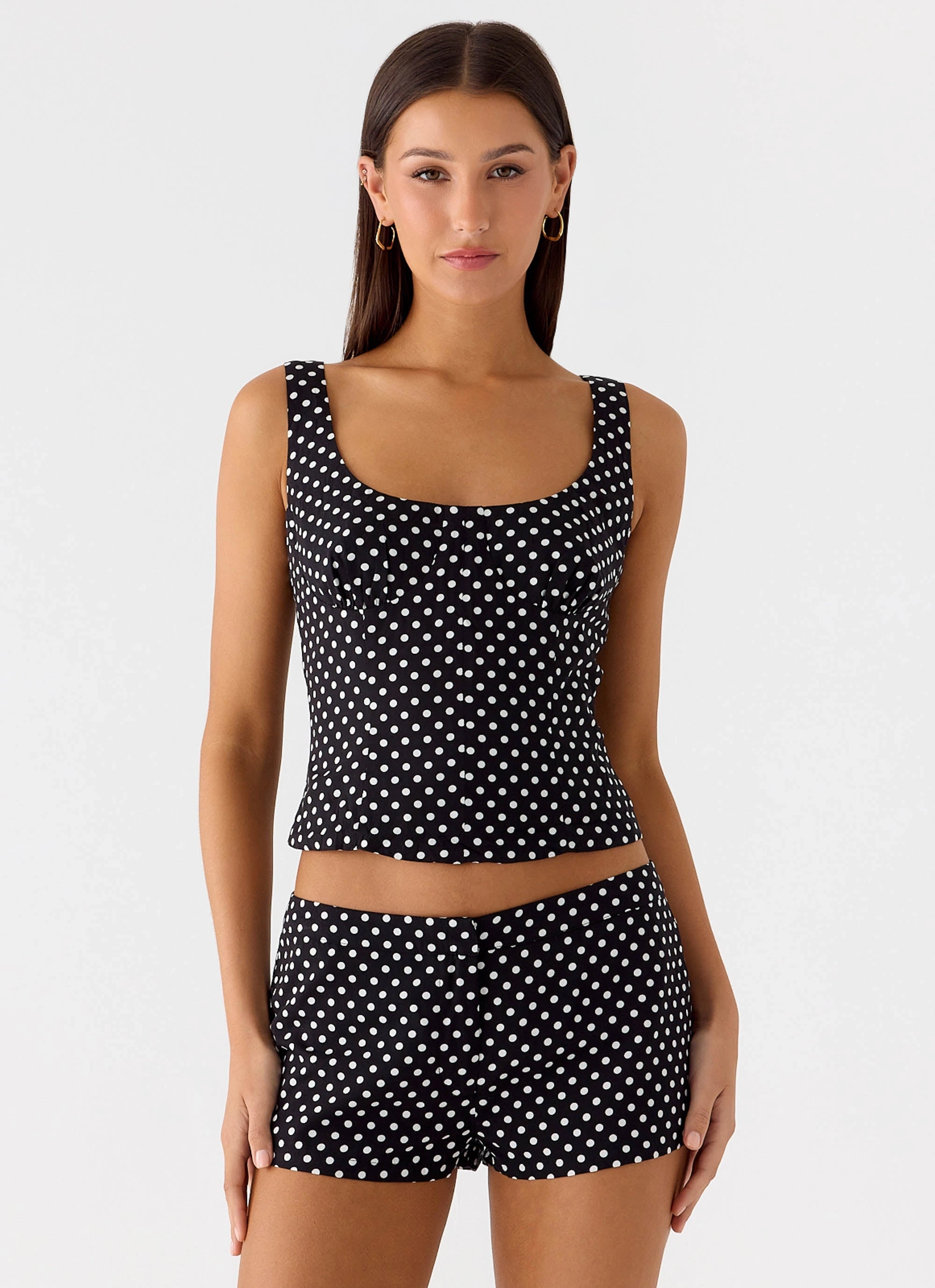 Flow Look Coastline Mini Shorts - Black Polkadot Non Restrictive Fit