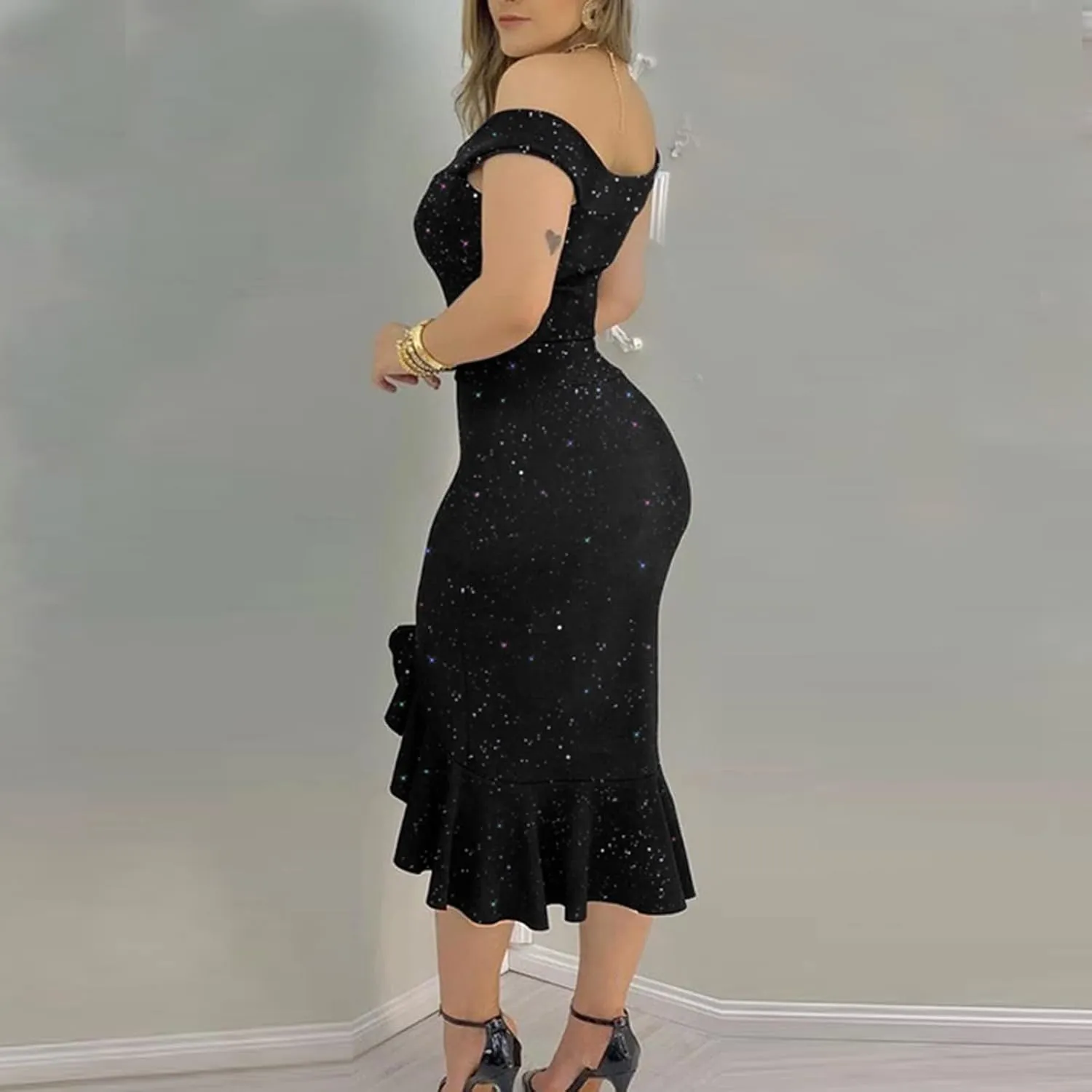 Cocktail Dresses for Women,2025 Elegant Bodycon One/Off Shoulder Wedding Guest Dress Ruched Slit Hem Party Dress