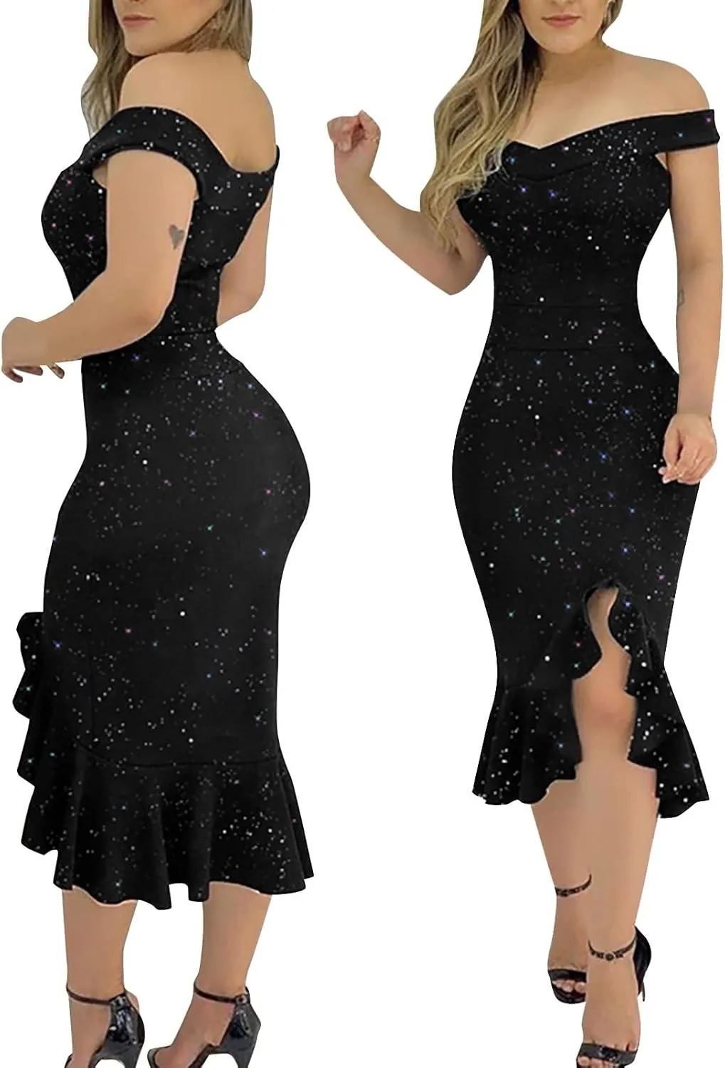 Cocktail Dresses for Women,2025 Elegant Bodycon One/Off Shoulder Wedding Guest Dress Ruched Slit Hem Party Dress