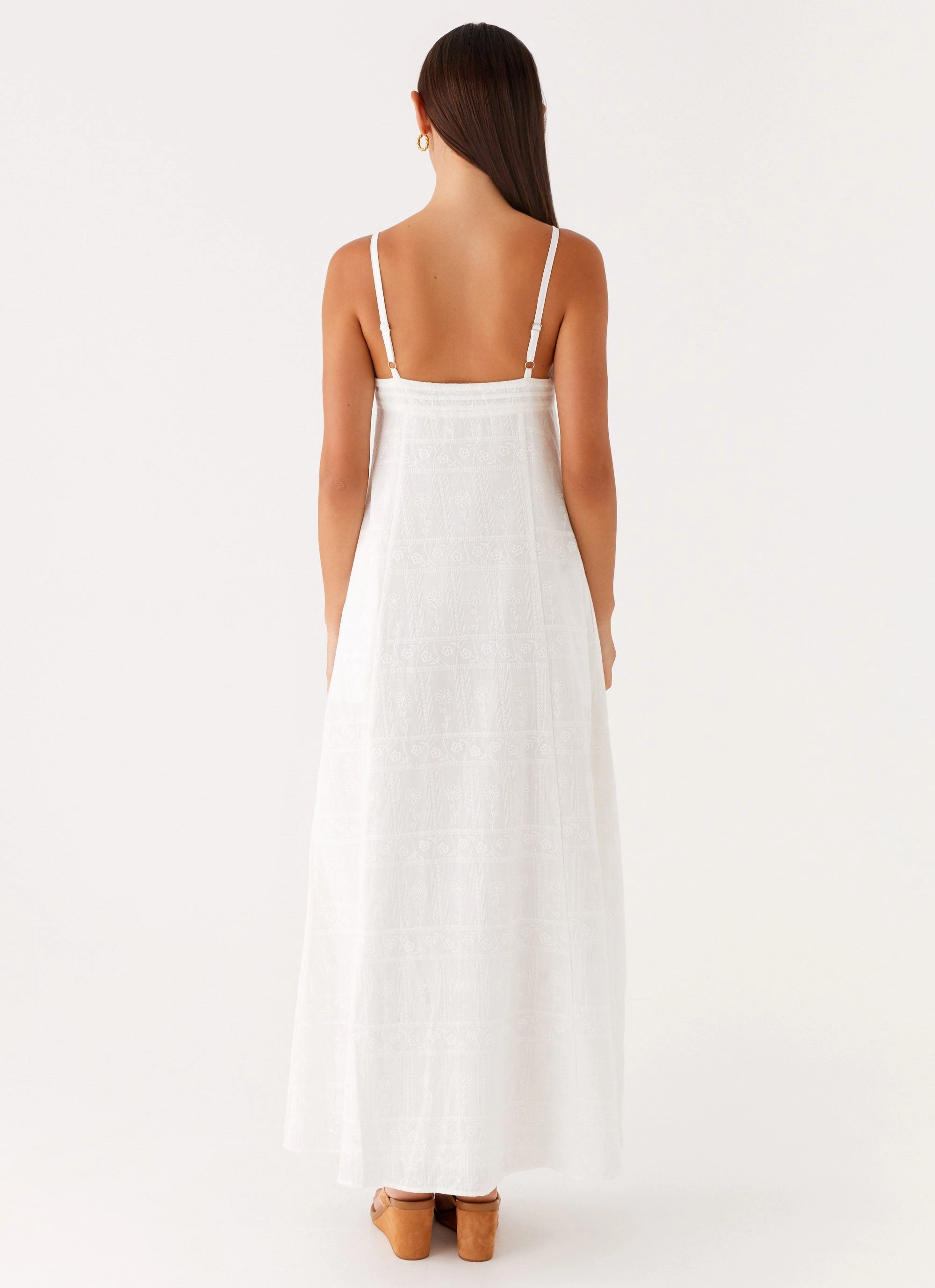 Cole Maxi Dress - White High-waisted evening piece Lounge Texture