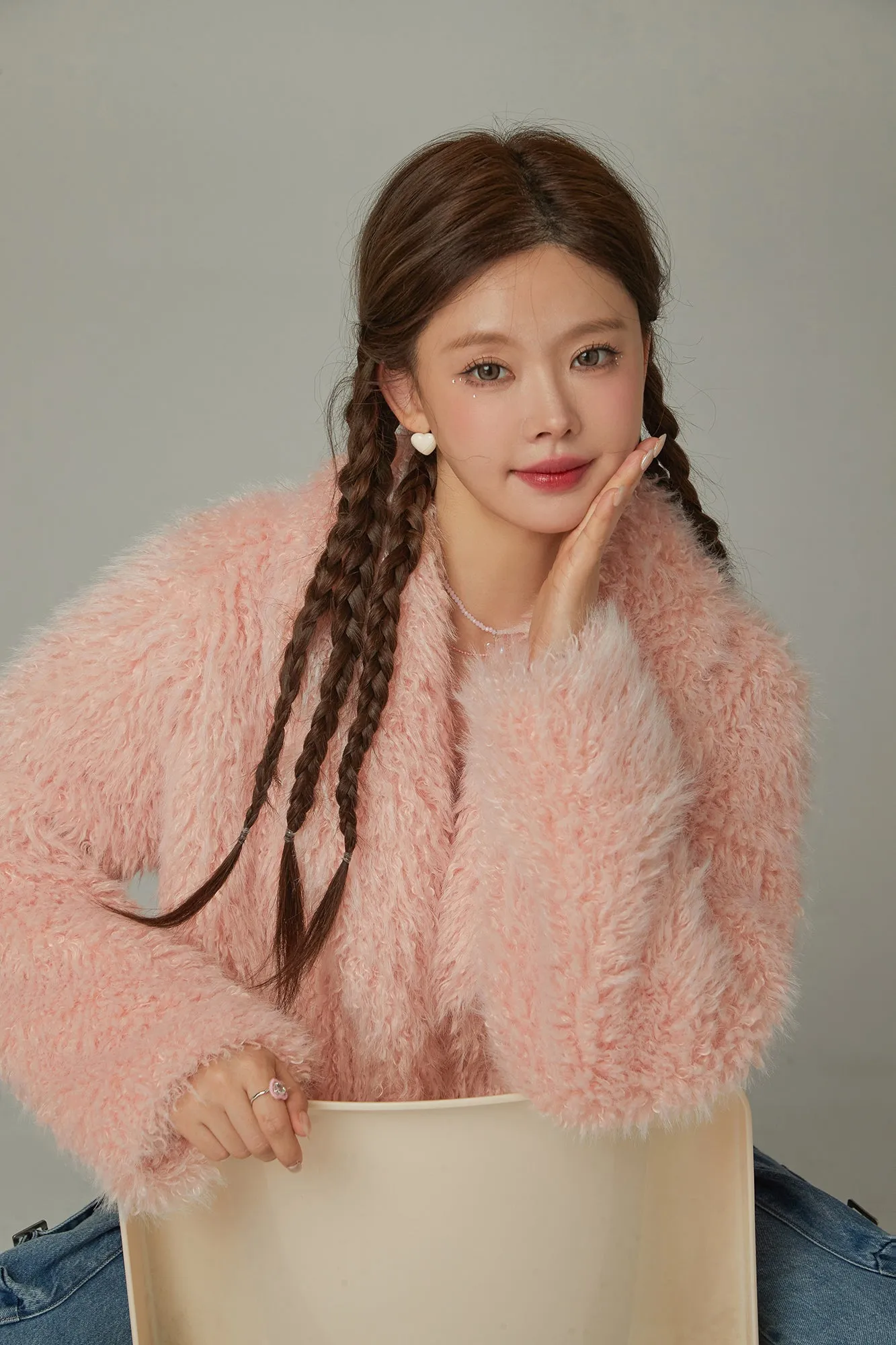 Color Fur Crop Jacket