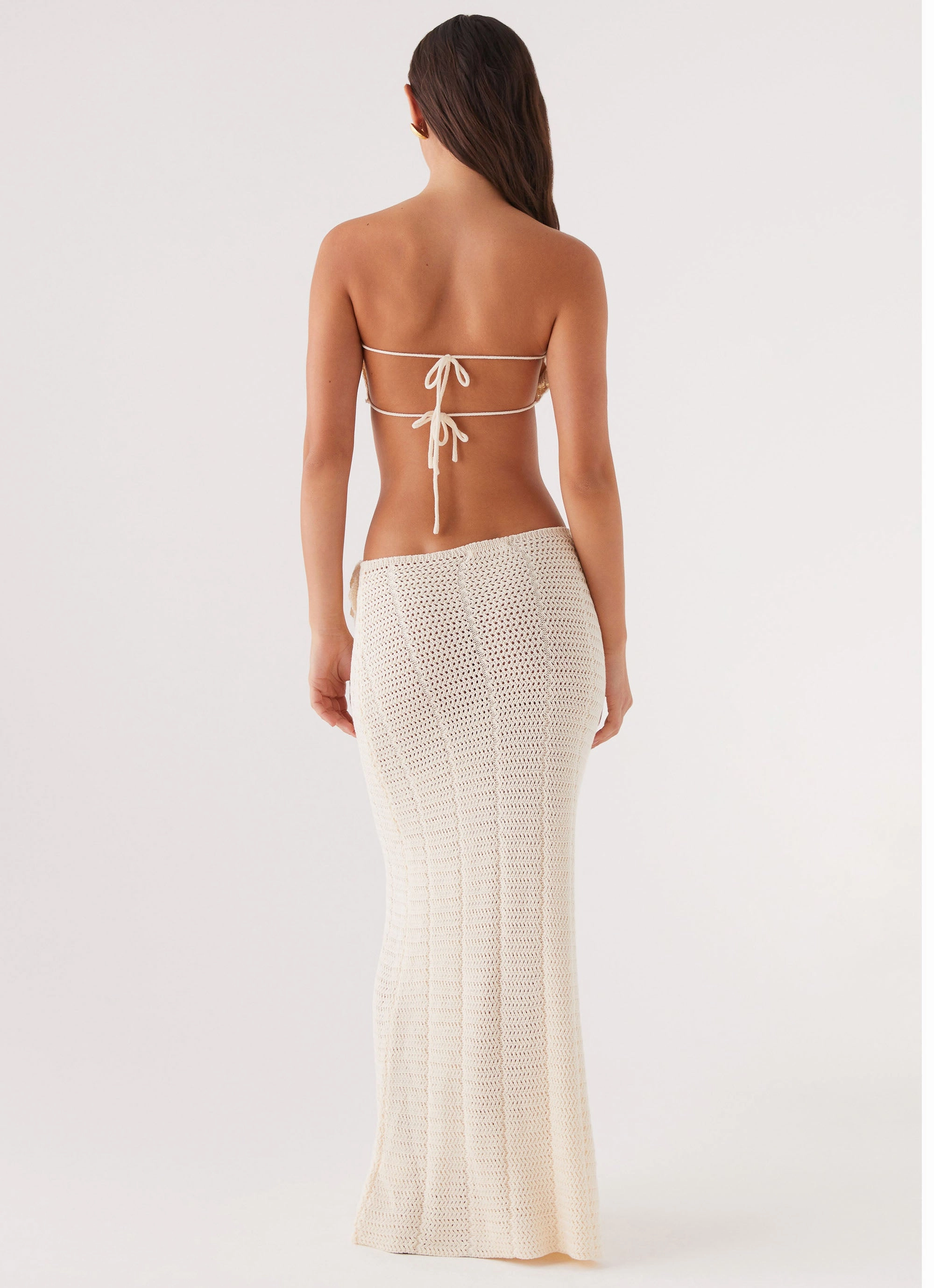 Tall friendly Kelcie Rose Crochet Maxi Skirt - Ivory