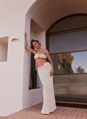 Colorfast Material Kelcie Rose Crochet Maxi Skirt - Ivory Kelcie Rose Crochet Maxi Skirt - Ivory Eco Friendly Dye Process Holiday Must-Have