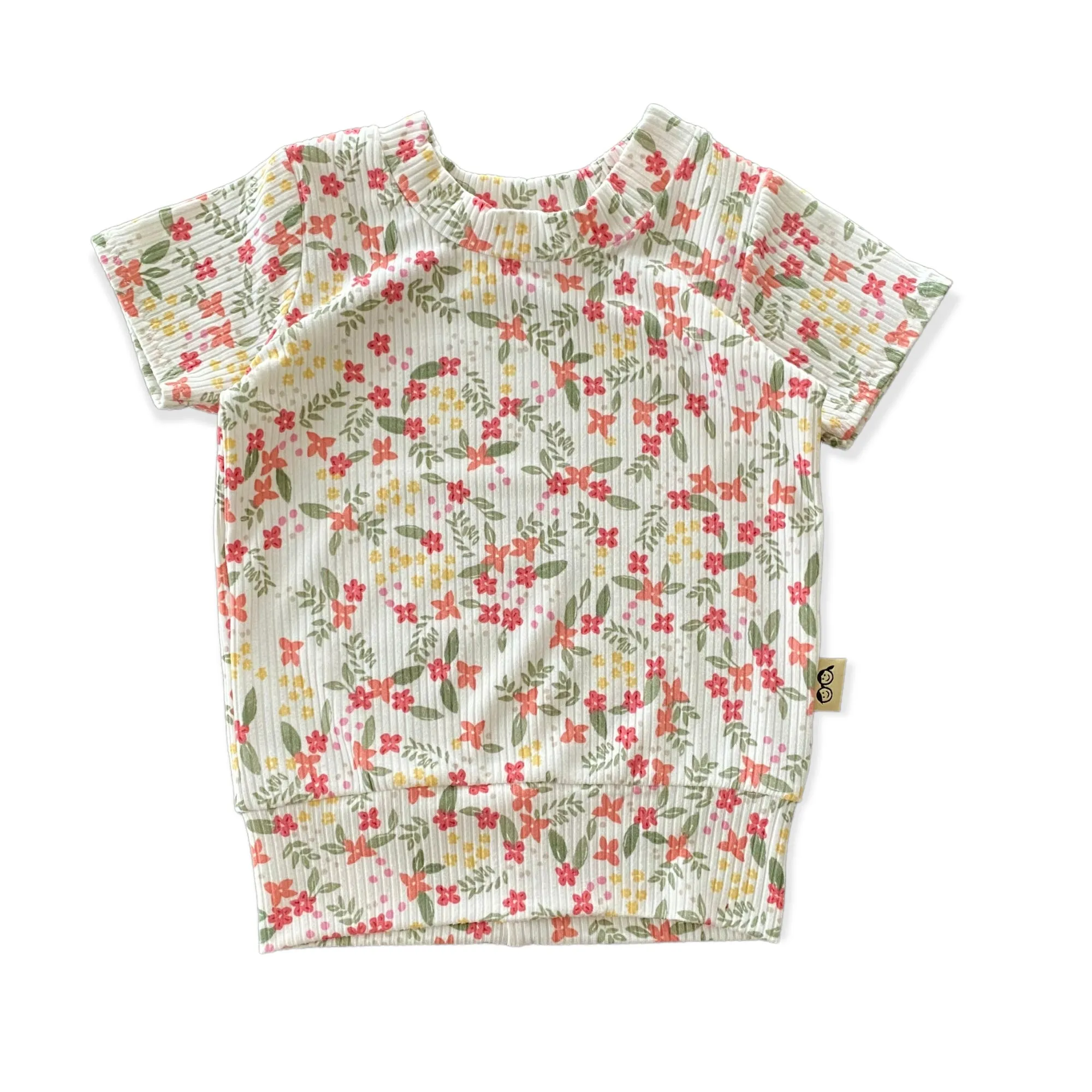 Colorful Dainty Flowers on White Ribbed Summer Lounge Set