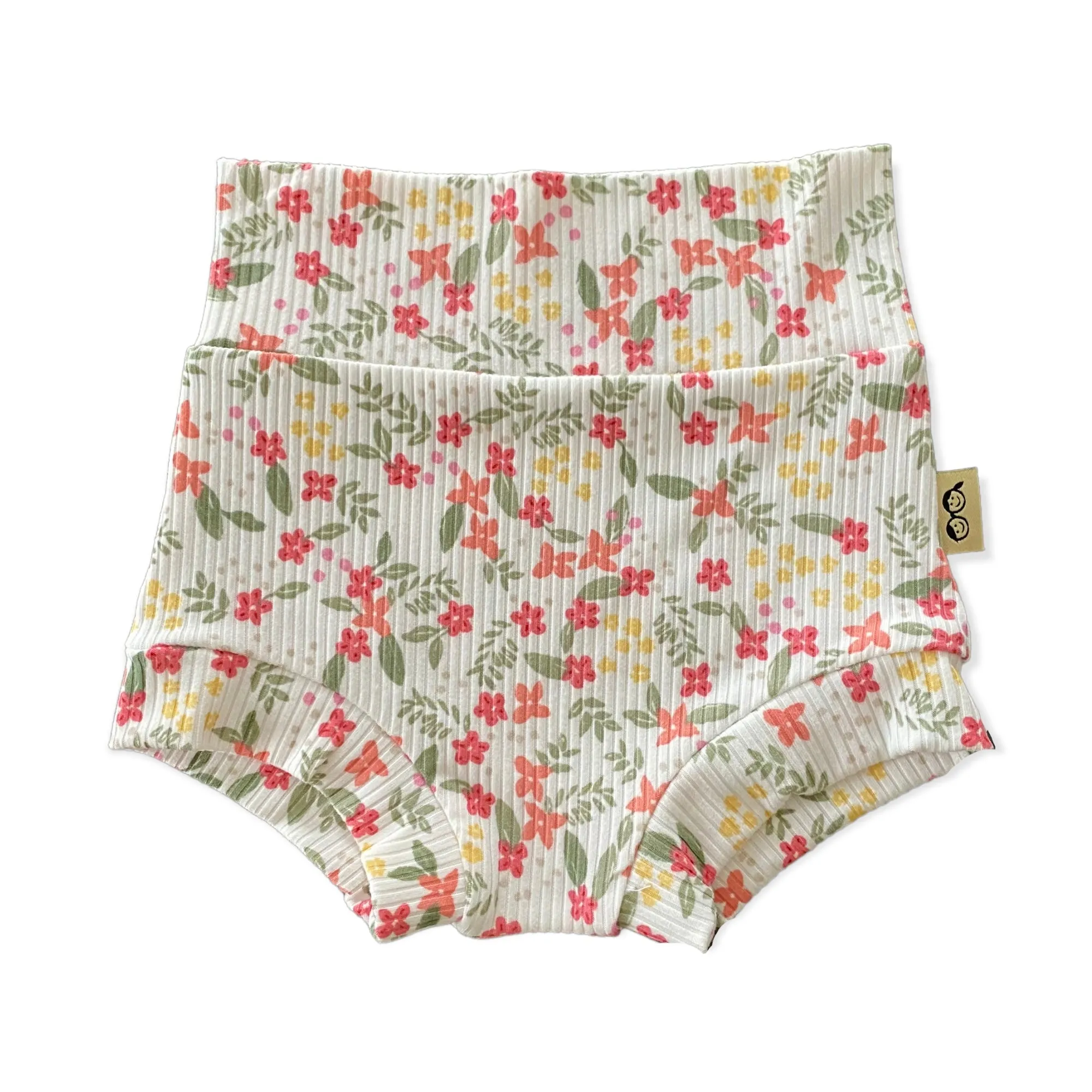 Colorful Dainty Flowers on White Ribbed Summer Lounge Set