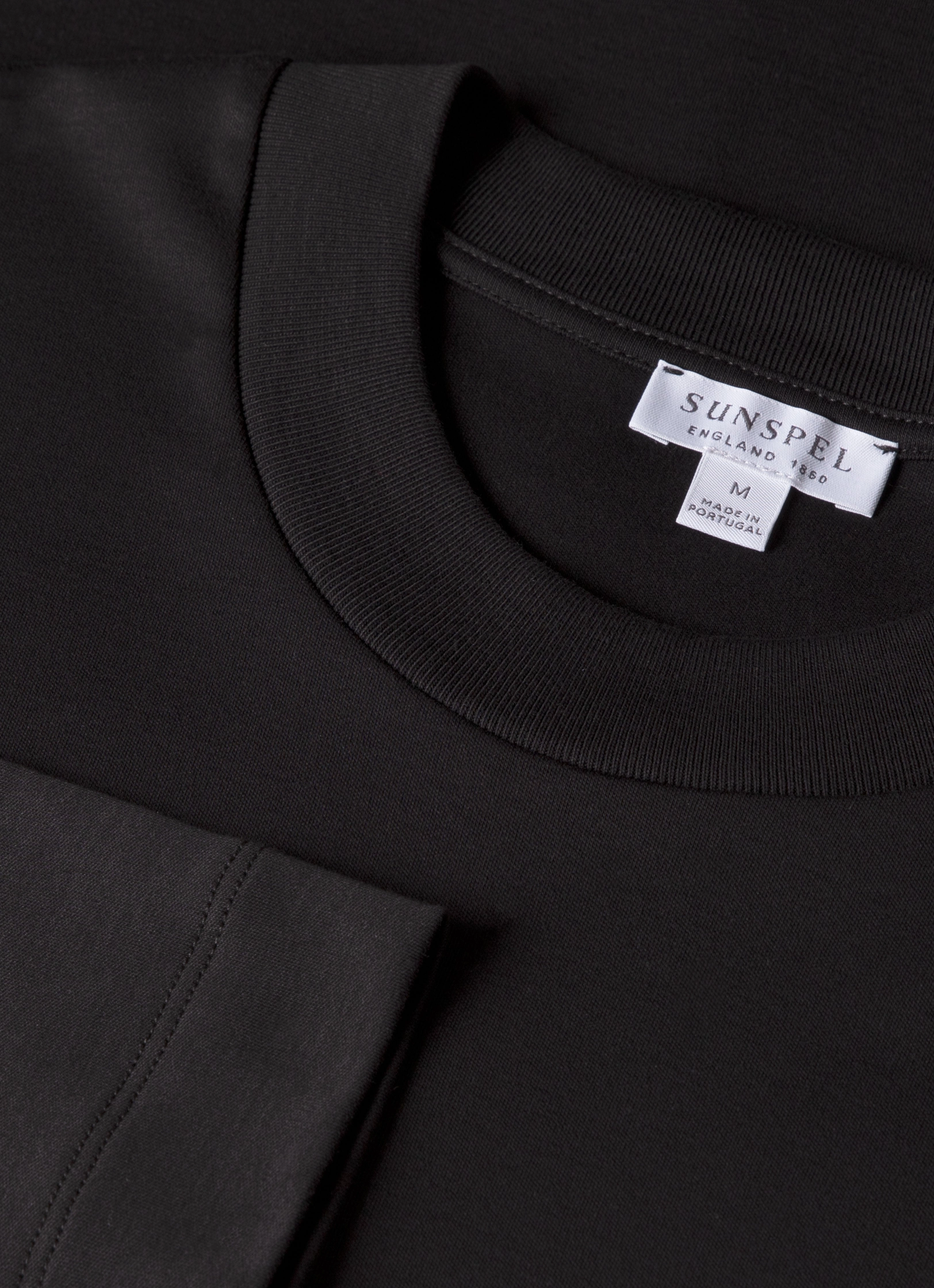 Men's Long Sleeve Heavyweight T-shirt in Black Stain Resistant Cozy Layers