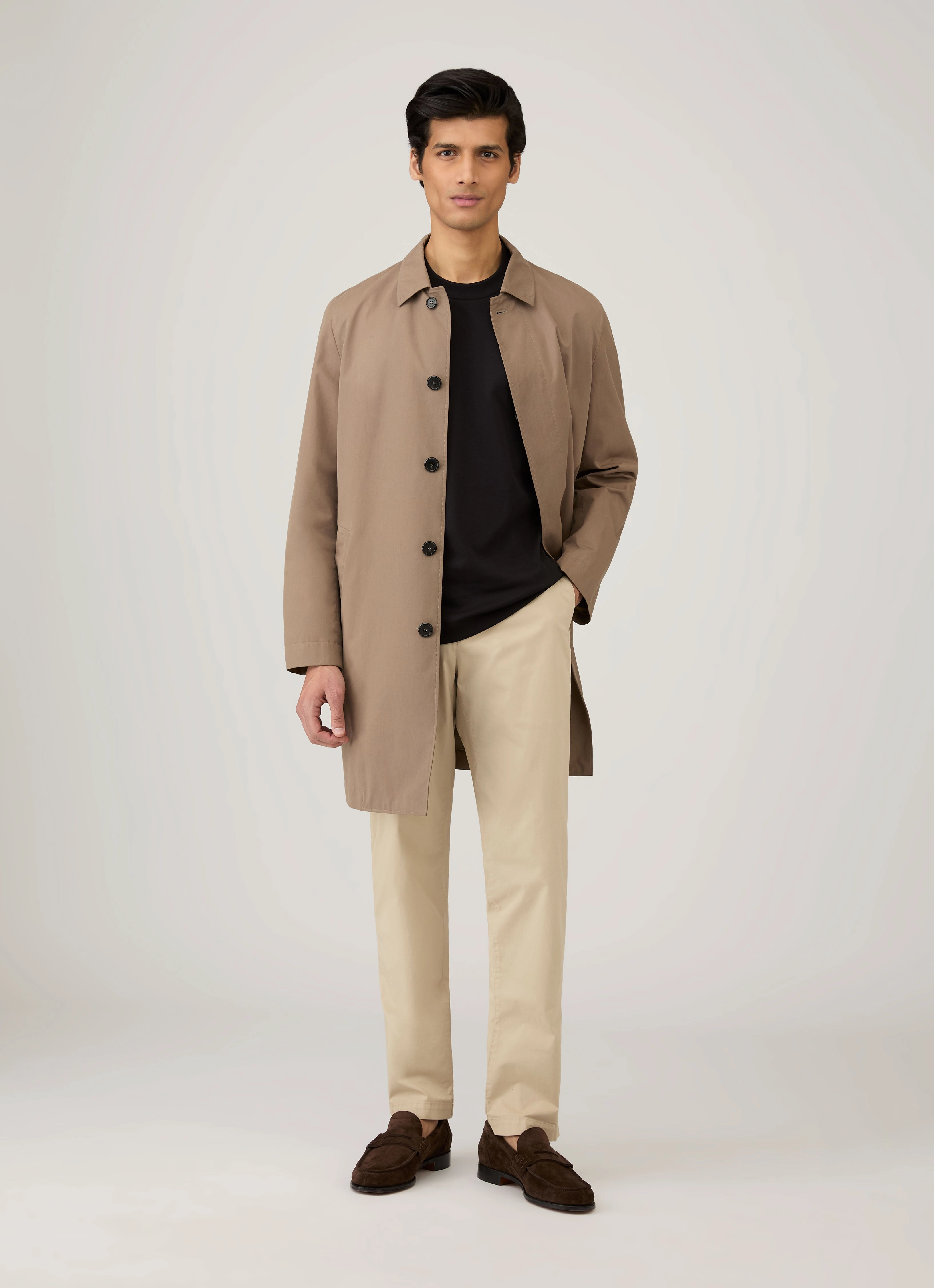 Soft Touch Fabric MinimalistStitching Men's Long Sleeve Heavyweight T-shirt in Black