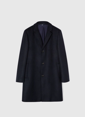 Colorful option Men's Wool Cashmere Overcoat in Navy Men's Wool Cashmere Overcoat in Navy Non Bulky Insulation