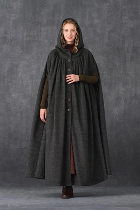 Column Shape ARIEL 14 | HOODED WOOL CLOAK COAT Simple Elegance Playful Twist ARIEL 14 | HOODED WOOL CLOAK COAT