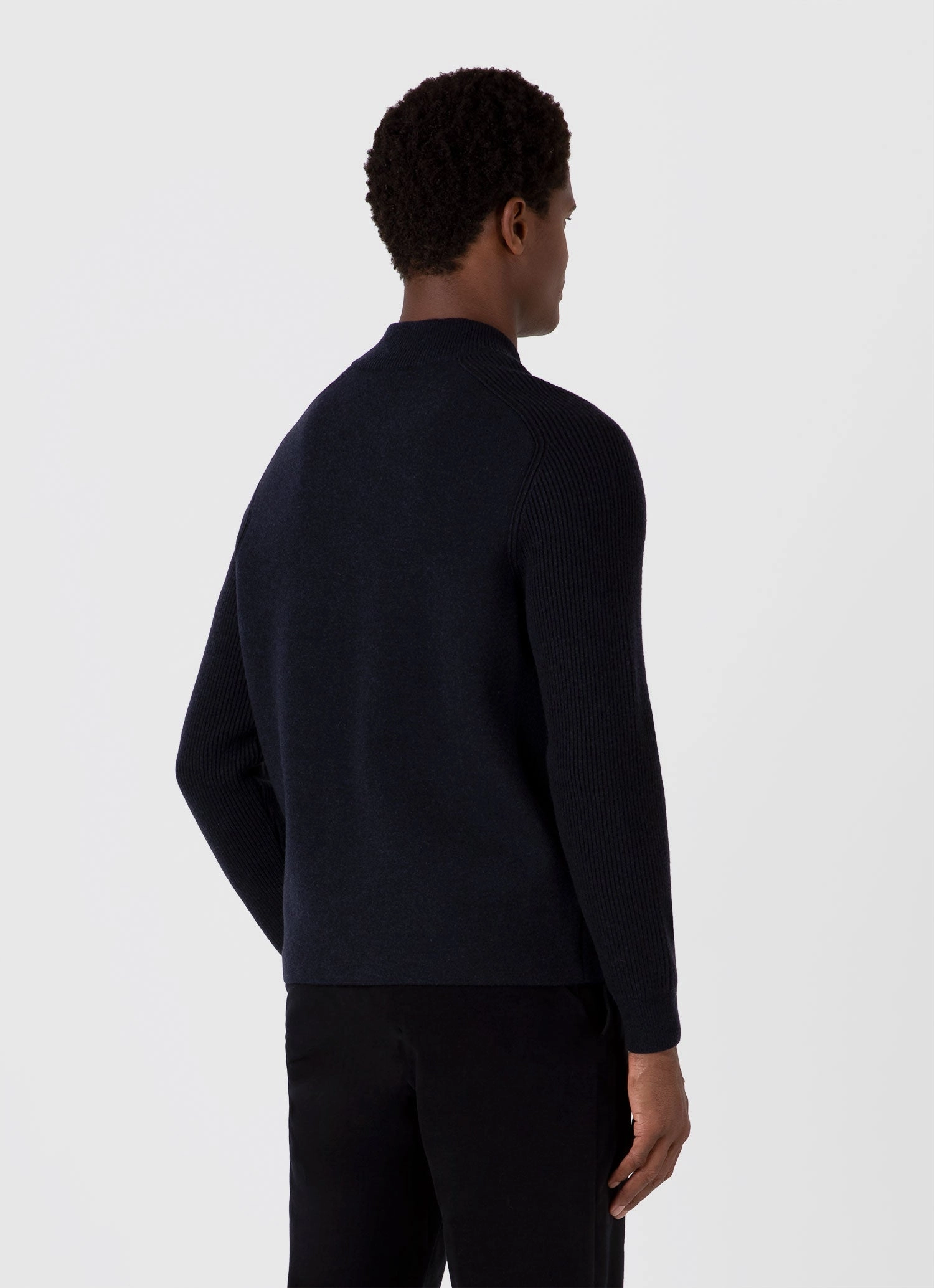 Men's Double Faced Bomber Jacket in Navy Interchangeable Collar System