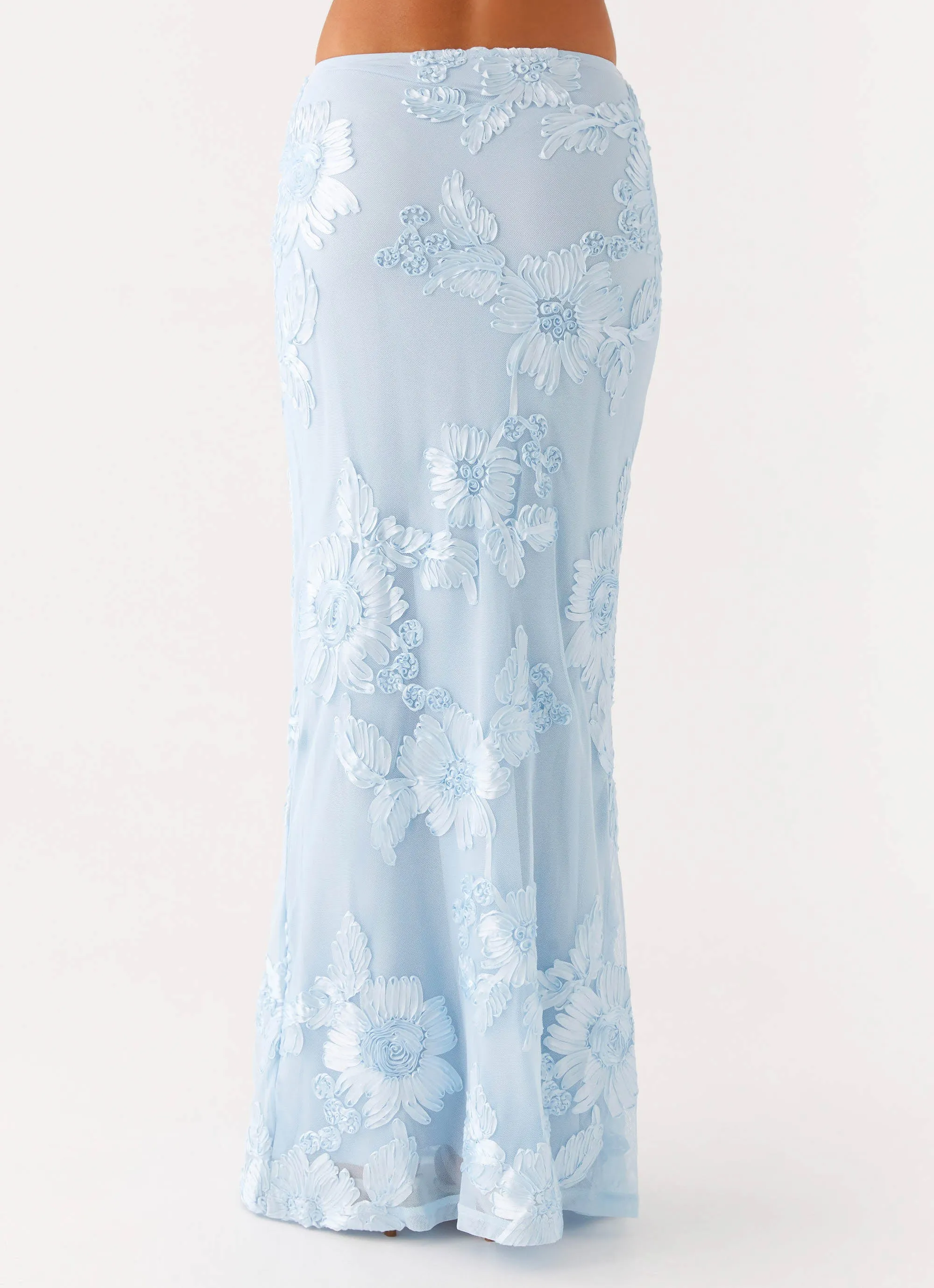 Elastic Cuff Radiate Maxi Skirt - Blue