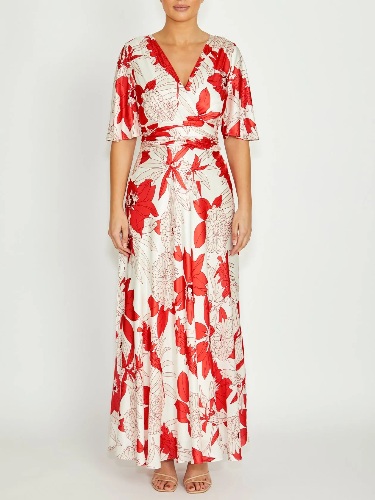 Elena Vermilion Floral Gown Dreamy Touch