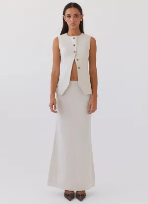 Comfort Design Born For Bordeaux Linen Midi Skirt - Oatmeal Born For Bordeaux Linen Midi Skirt - Oatmeal MachineWashableFabric Relaxed Vibe