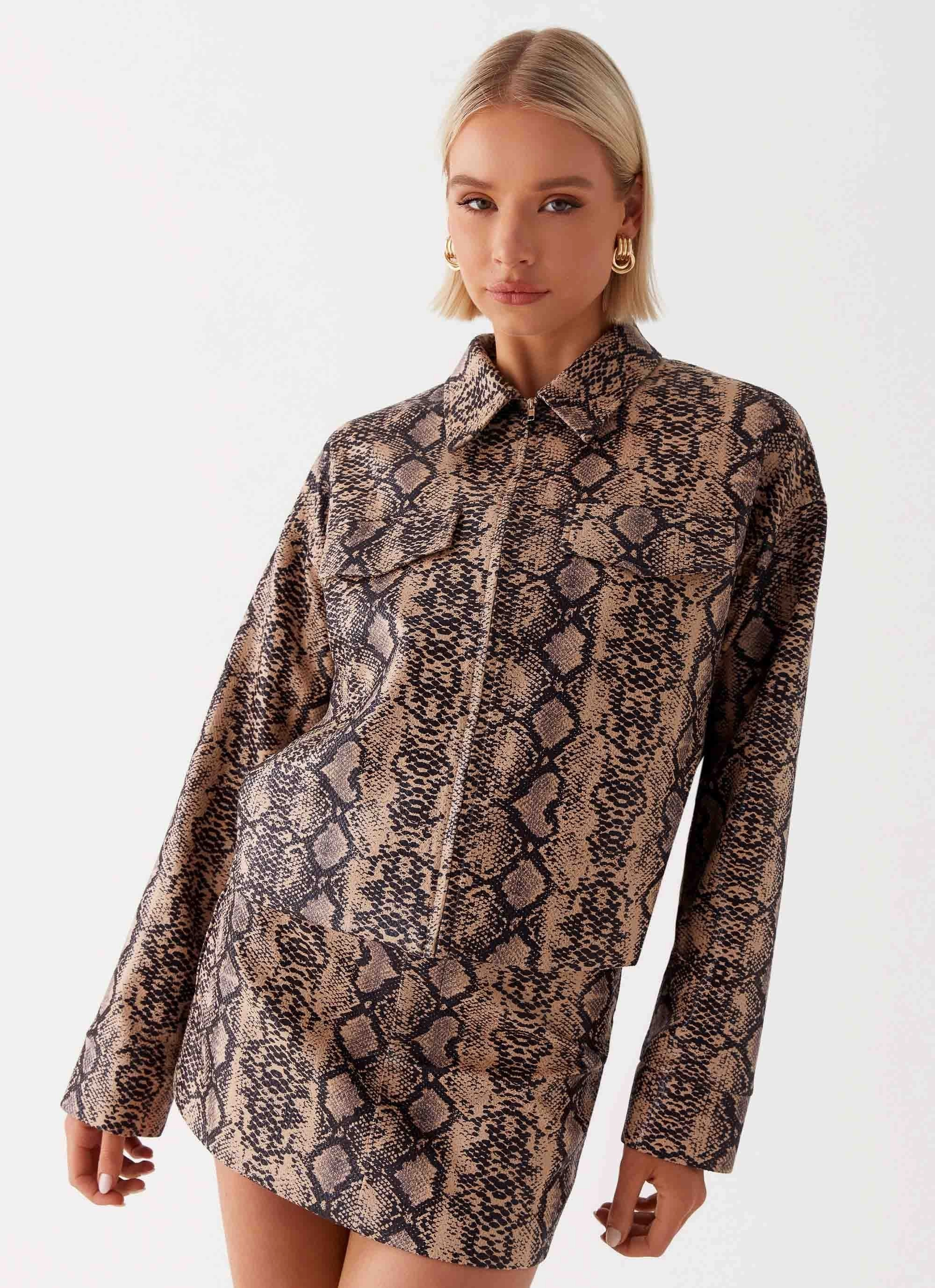 Bethany Mini Skirt - Snake Neutral Style Sleek Appearance