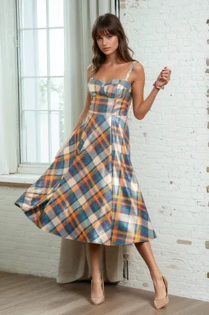 Comfortable Feel Opal Dress - Danube Plaid Opal Dress - Danube Plaid Minimal Touch Grab Quick