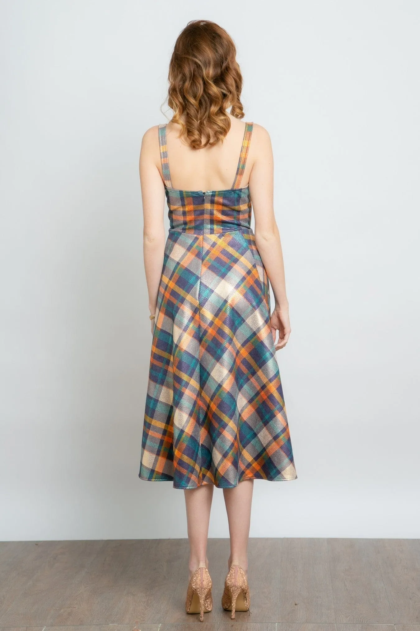 Opal Dress - Danube Plaid Sheer Panel