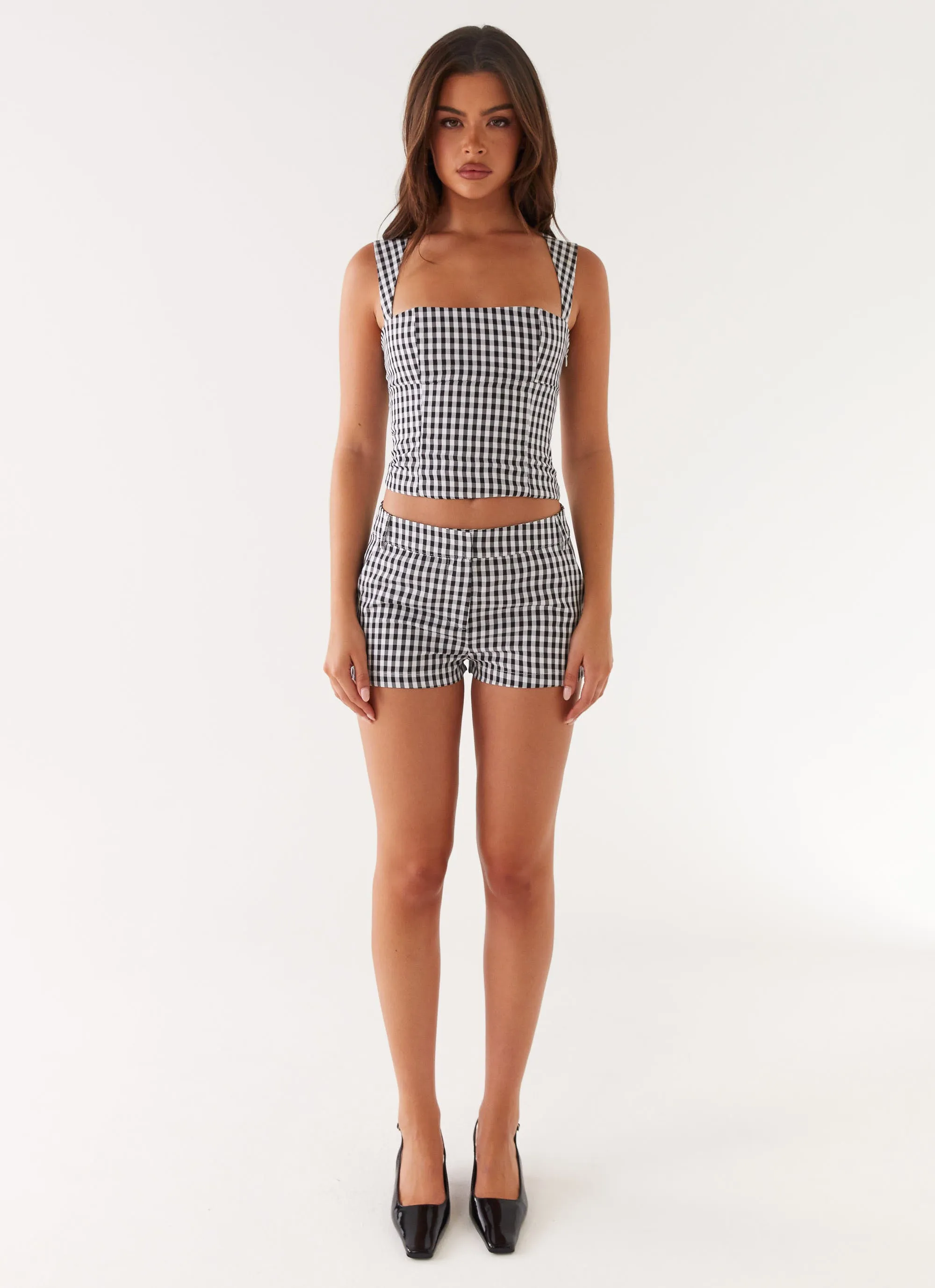 Timeless Design Perfect Length Clayton Tailored Shorts - Black Gingham