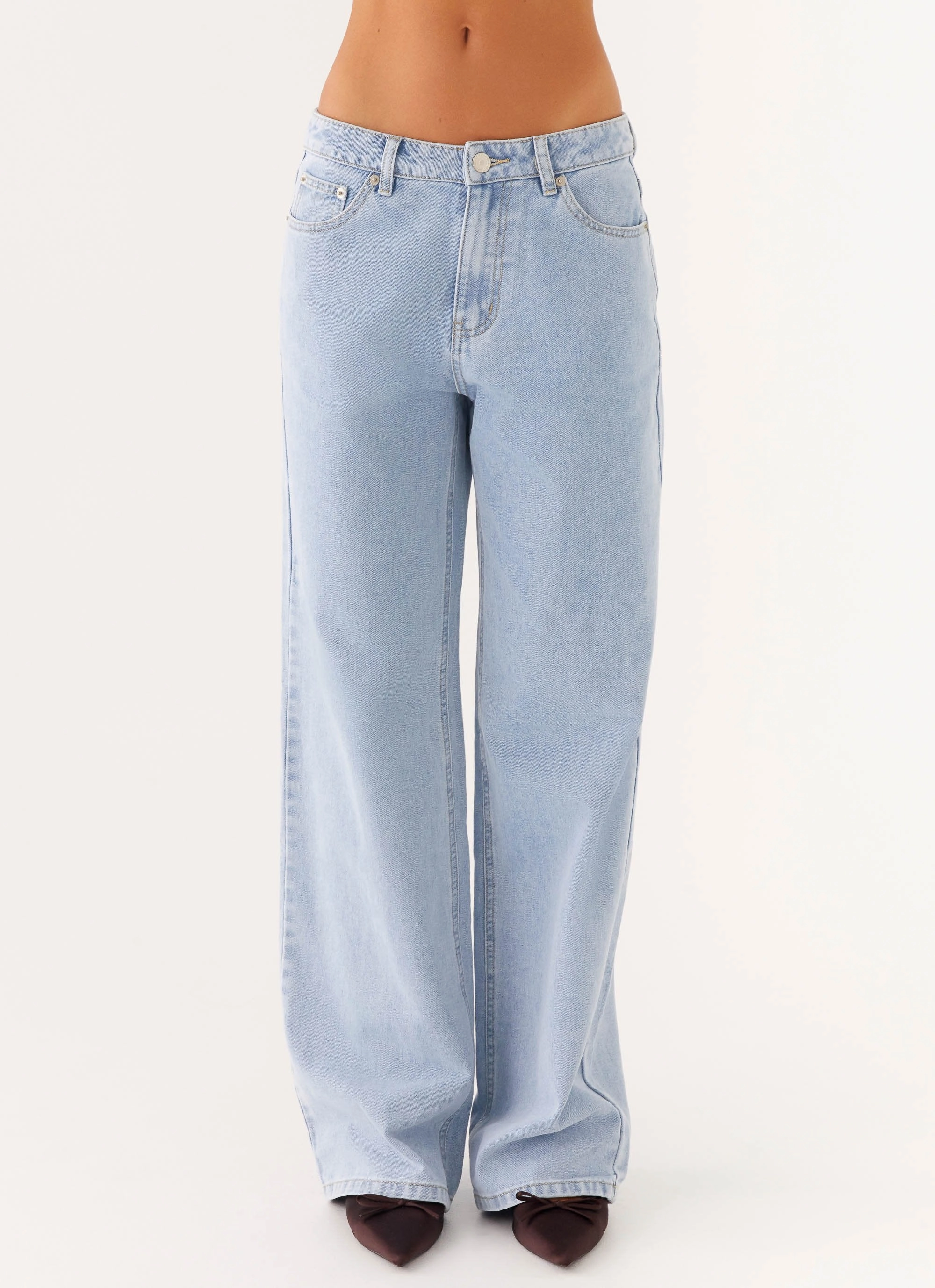 Keanna Low Rise Denim Jeans - Sky Relaxed Comfort Look