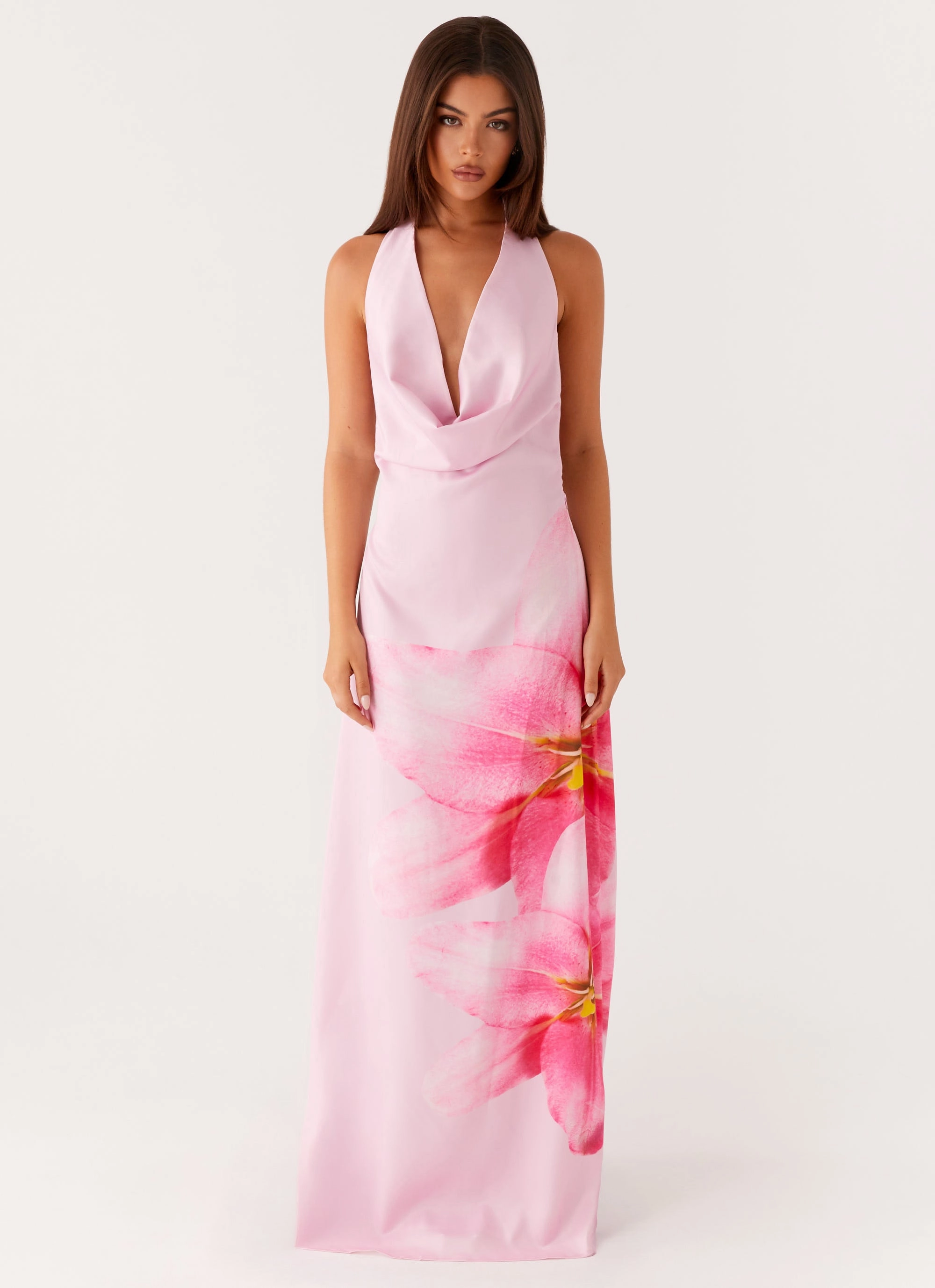 Bryony Cowl Maxi Dress - Pink Cozy Design