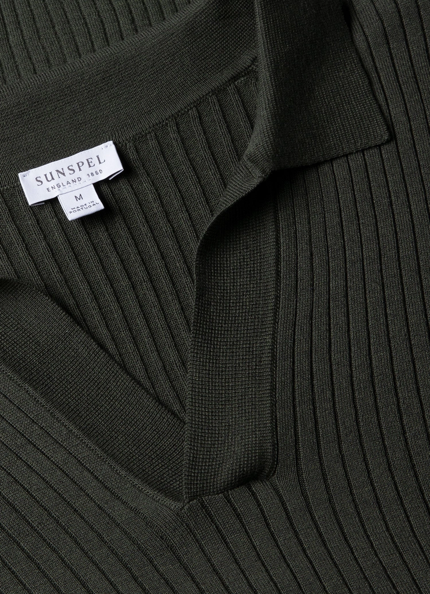 Men's Fine Rib Silk Cotton Polo Shirt in Dusk Green Quick Fit