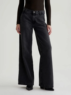 Comfy Comfort AG Stella Low Slung Palazzo Jean - Overnight Daywear Option Neutral Outfit AG Stella Low Slung Palazzo Jean - Overnight