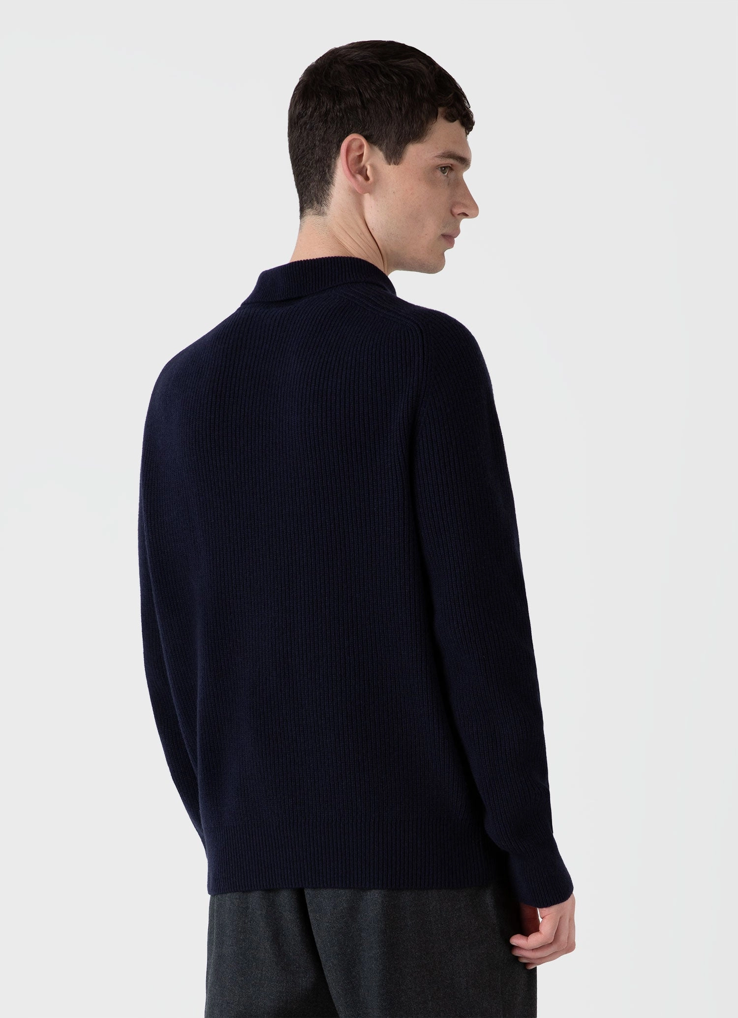 Core Style Men's Ribbed Polo Neck Jumper in Navy